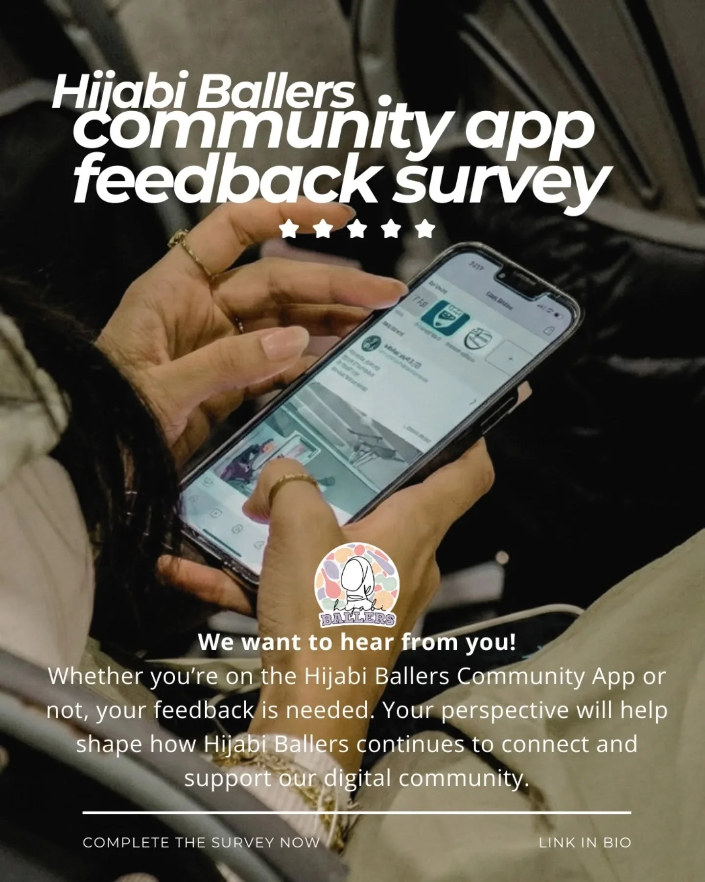 📣 Your App, Your Voice! We Need Your Feedback! 📣

Three years ago, YOU helped us build the Hijabi Ballers Community App into a thriving digital space&mdash;now we need your help to improve it!

Whether you are an active user or haven't downloaded t