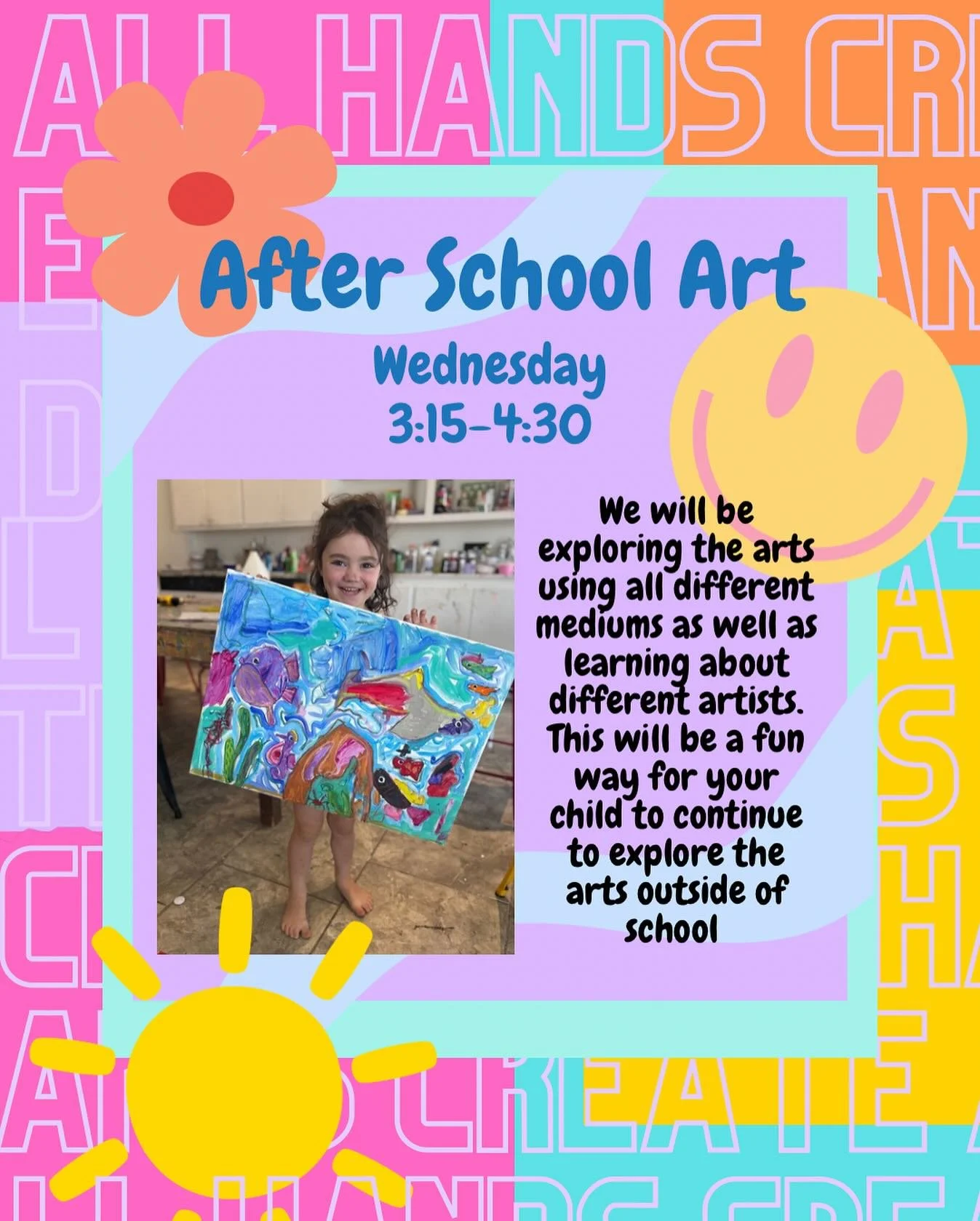 This is the first time that I&rsquo;ve offered After School Art at the studio and I couldn&rsquo;t be more excited! 

If you have a child that loves art, this is such a great way for them to continue to explore their love of the arts outside of the s