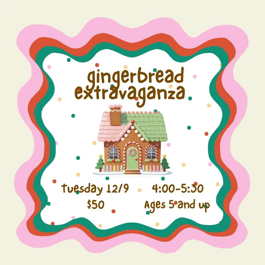 We have a handful of spots left for our Gingerbread Extravaganza tomorrow!!! We will be creating one that lasts forever and one traditional, edible house! 🤎

Class details:
4:00-5:30
$50

Come join us!!!