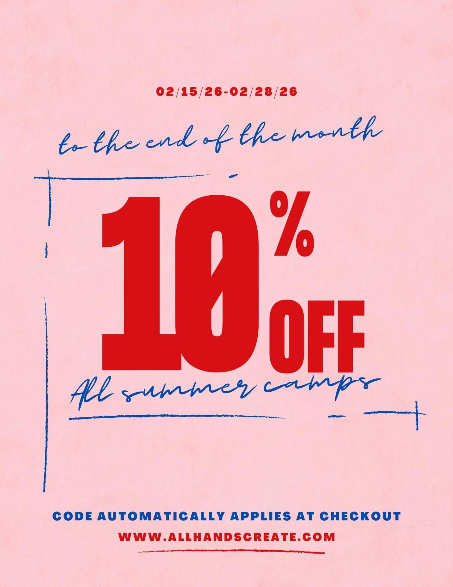 ‼️Summer Camp Promo‼️

Starting today until the end of the month, you will recieve 10% off your summer camps!! We also offer a deposit and payment plan if needed! 

We would LOVE to have your child in this summer! Let them have a fun week full of cre