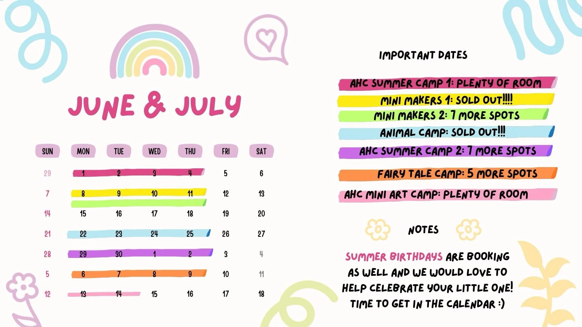 If you&rsquo;ve been pressing the pause button, it&rsquo;s time to decide!!! We had sold out a couple of camps and are close with several more!!! 

Each camp is such a fun way for your little to immerse themselves in the arts this summer! All details