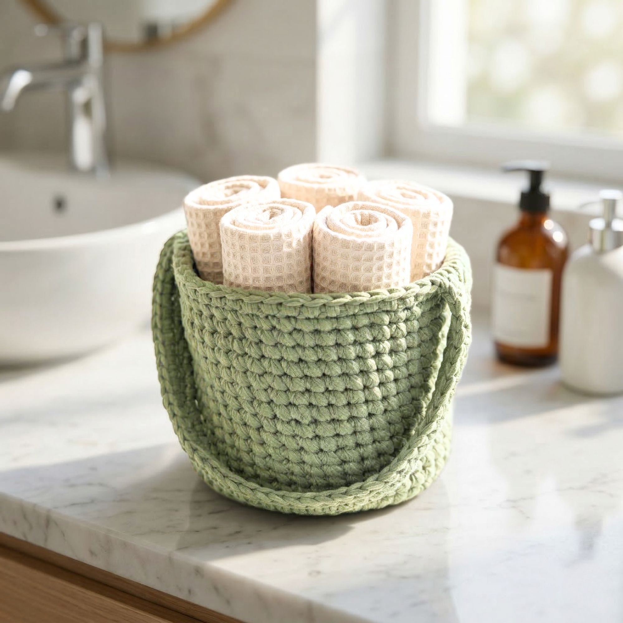 Crochet Hanging Basket Pattern Storage Bin for Kids Room Bathroom Entryway Organizer Mail and Key Storage