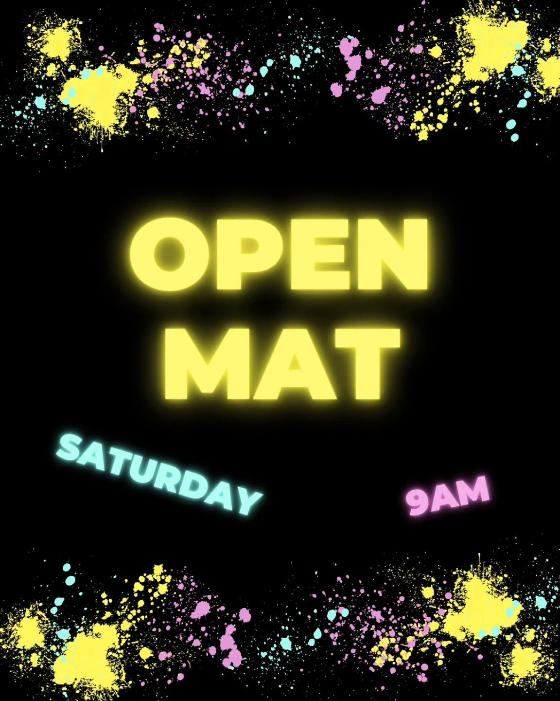 Last open mat before we head back to the grind on Monday.
Come get your freak on. 
Raddest, loudest get up gets a high five.
All welcome.