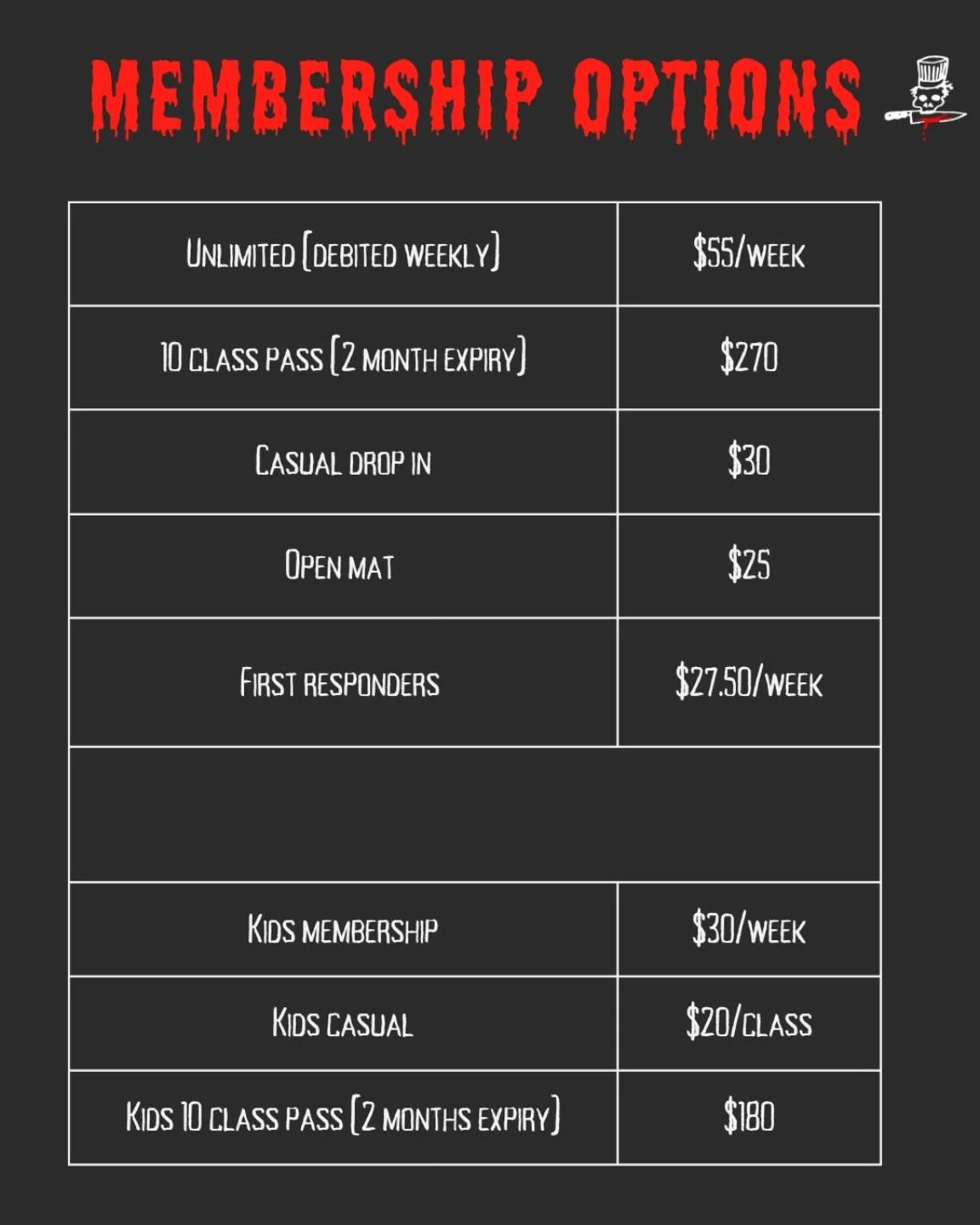 New prices for our new schedule for our new year.

Prices have gone up by $5 across the board- we're still cheaper than a carton, a tank of fuel or a foot rub. 

Thanks for sticking with us 🖤