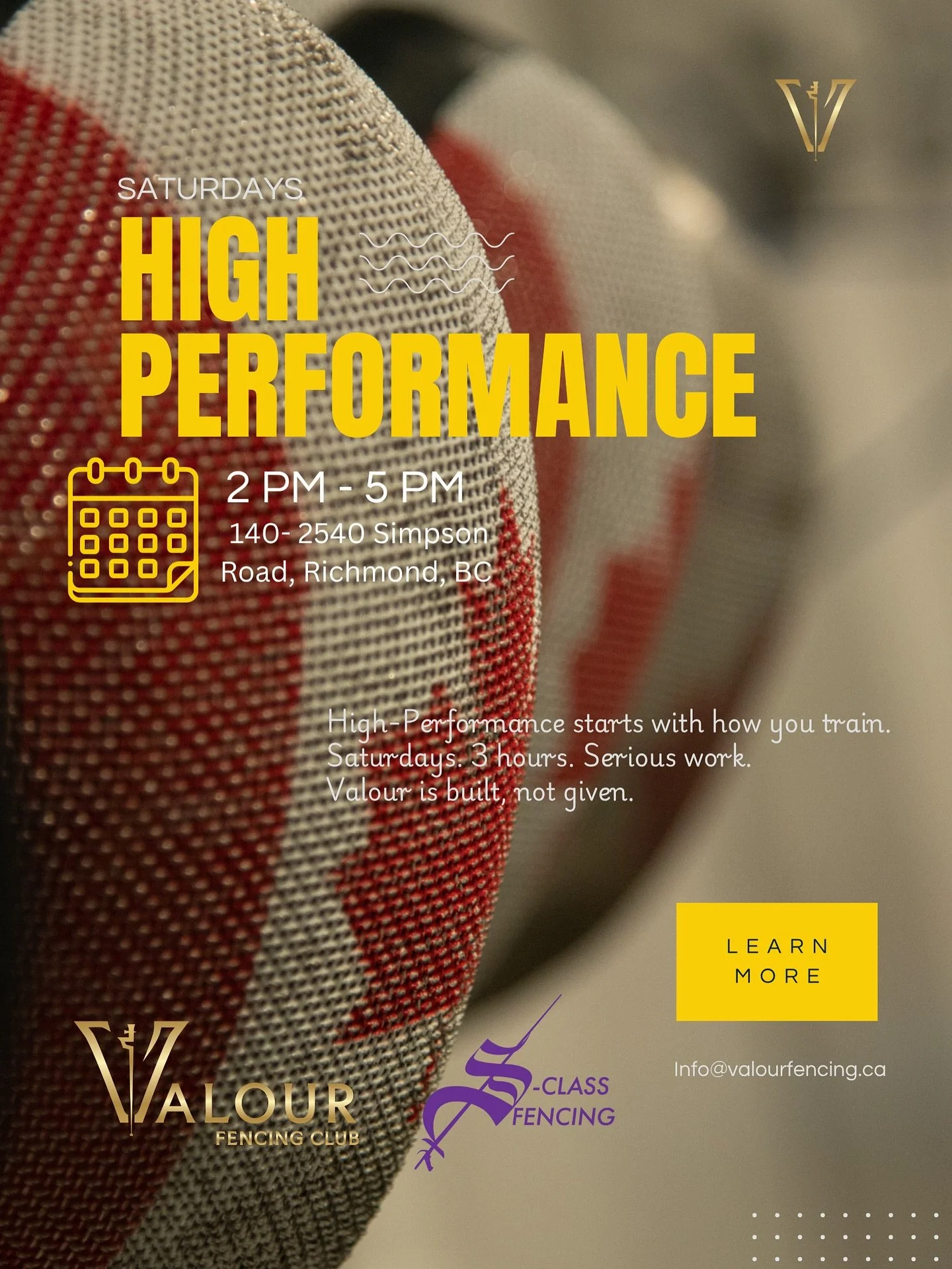 VALOUR HIGH PERFORMANCE CLASS

Saturday, November 22nd &middot; 2:00&ndash;5:00 PM
$50 Valour Members &middot; $70 Non-Members
Pre-registration required weekly

Training Focus:
&bull; Advanced footwork
&bull; Partner drills &amp; tactical actions
&bu