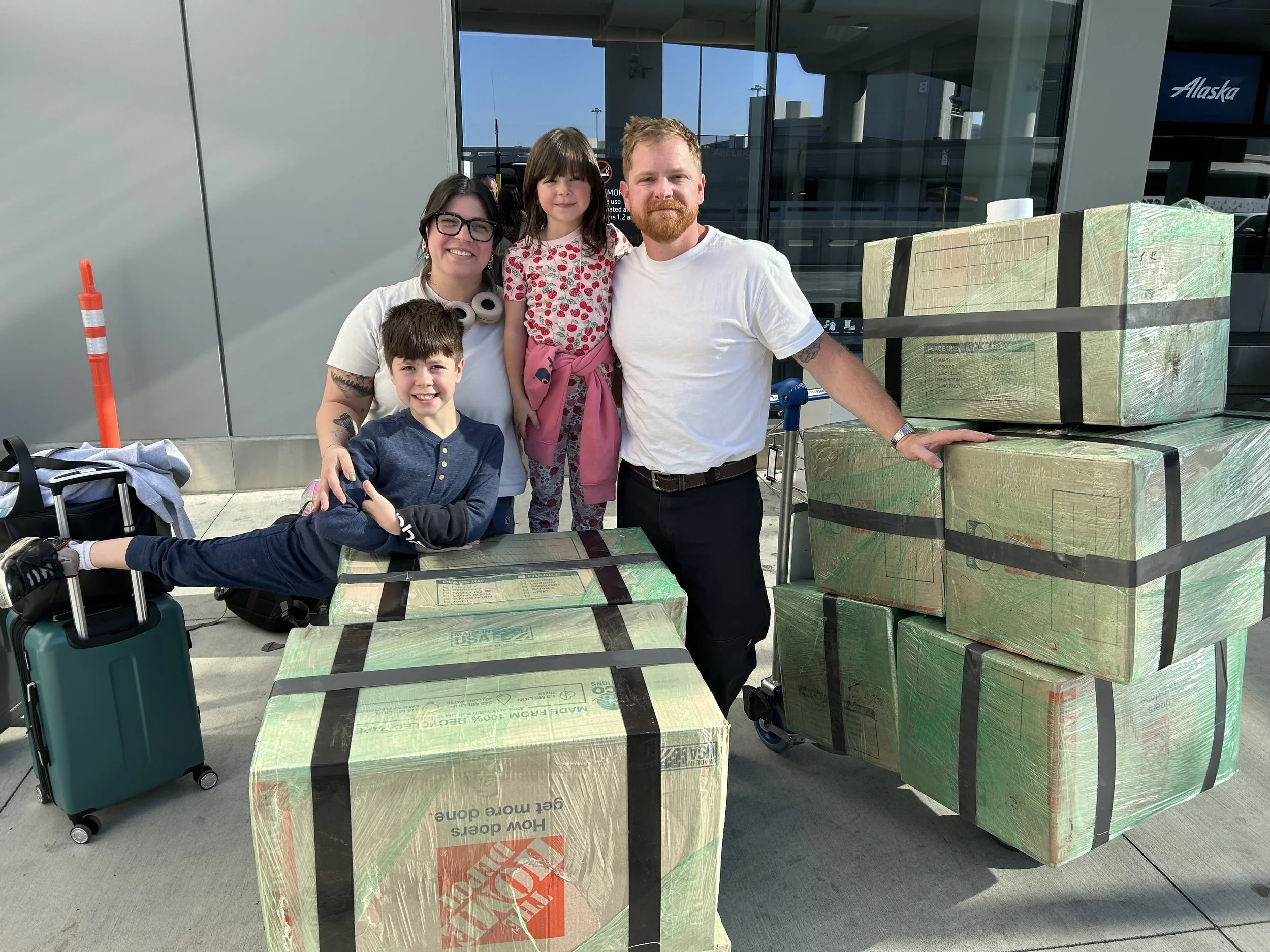  Our whole lives in these 9 boxes! (plus 4 carry-ons &amp; personal items) 