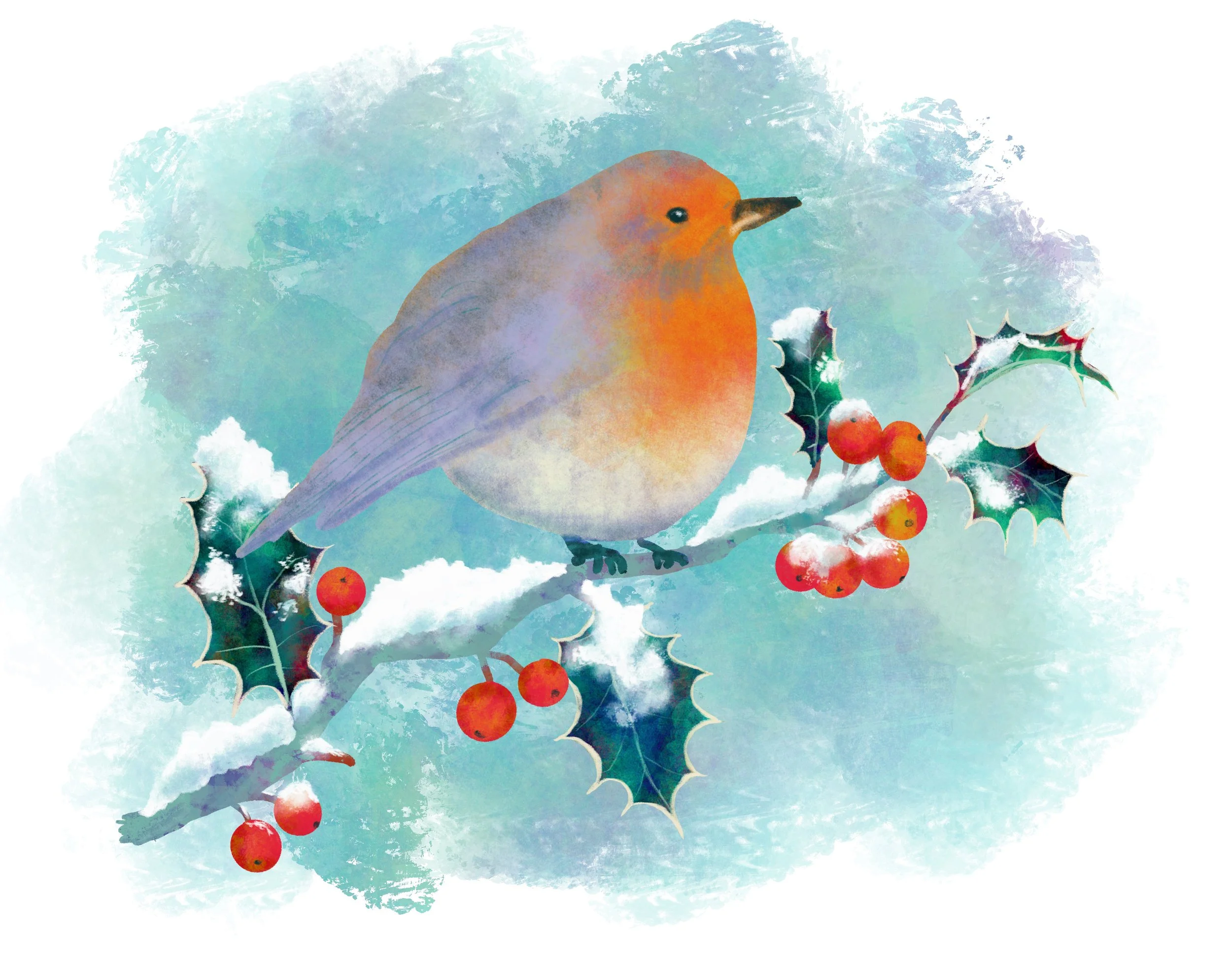 Christmas Bird in Holly