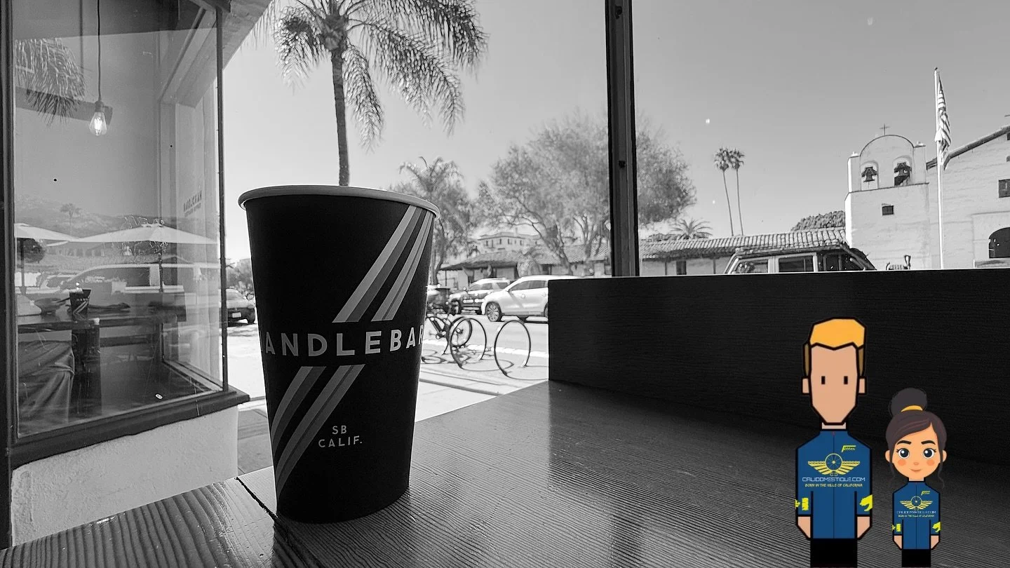When in Rome&hellip;. Well in this case, Santa Barbara. 
#coffee #cycling #handlebar #sb
