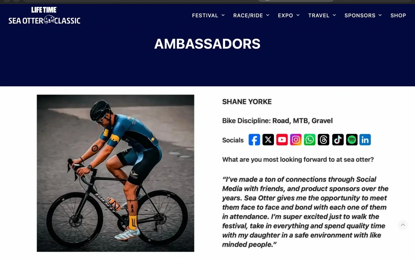 Grateful doesn&rsquo;t quite cover it, but it&rsquo;s a start.

Being selected as a 2026 Sea Otter Classic Ambassador is one of those full-circle moments that makes you pause and look back at the miles, the times you got dropped, the early mornings i