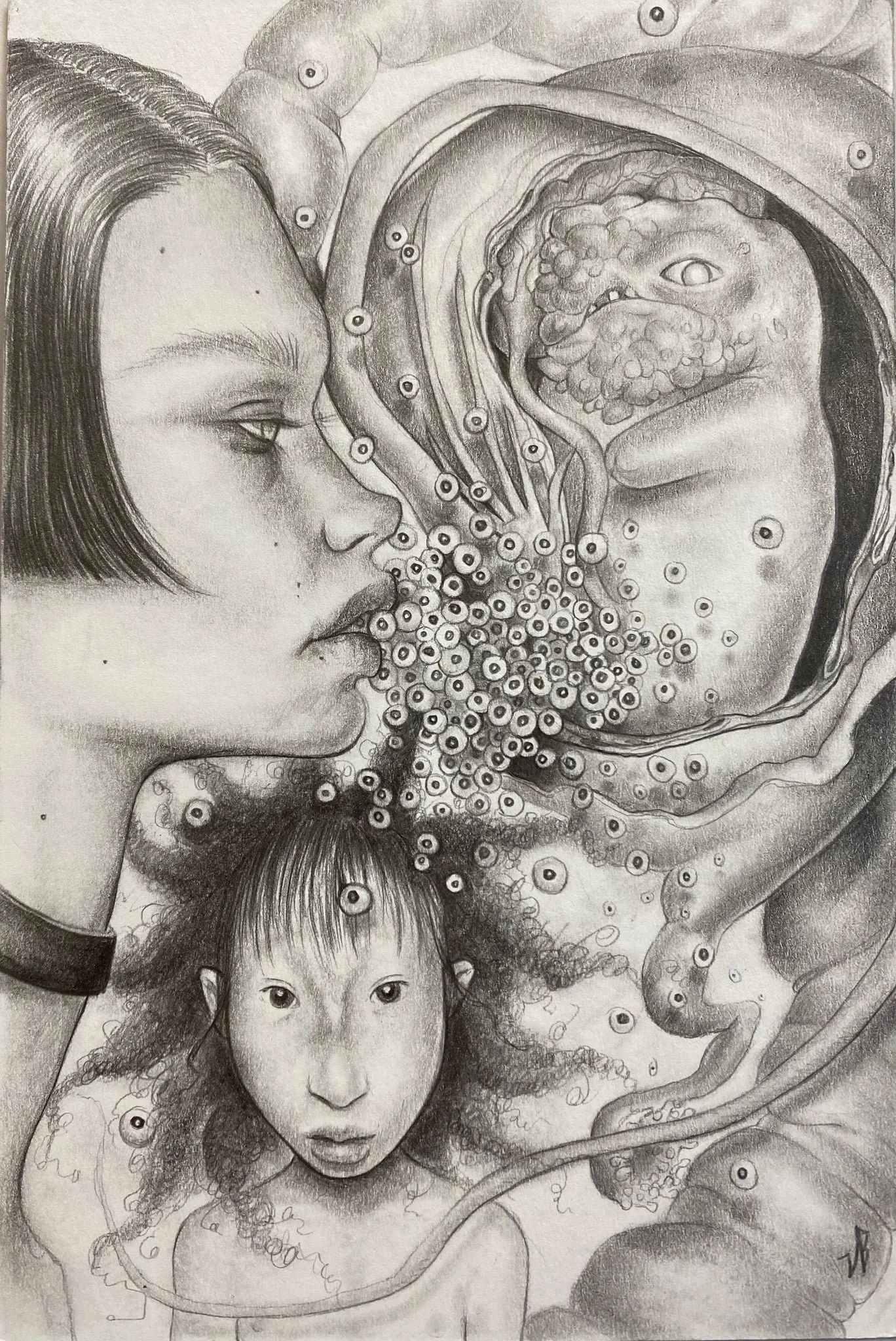 In Her Dream - graphite on cardstock (2024)