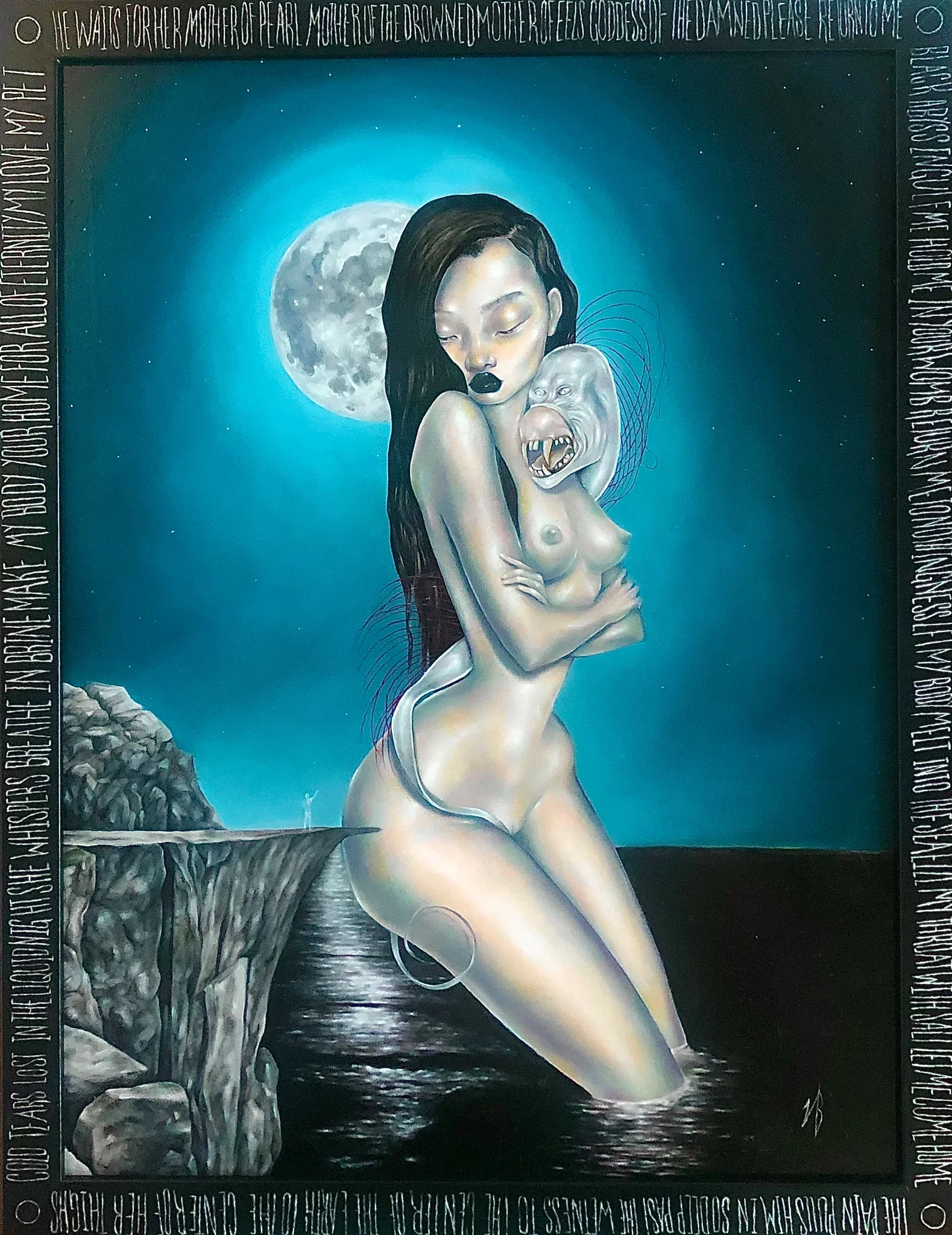 Mother of Pearl, Mother of the Drowned - oil on aluminum (2023)