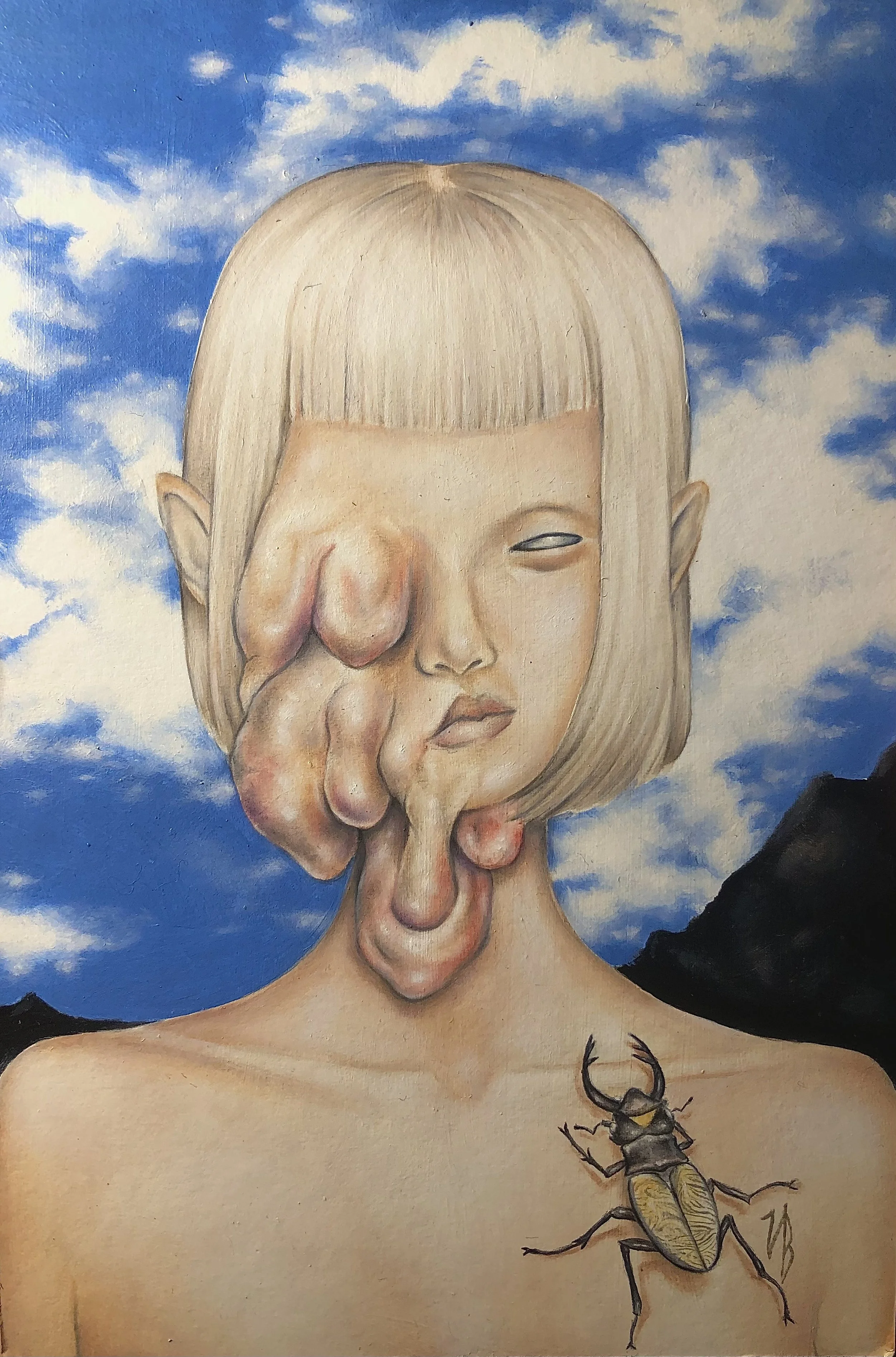 My Pet Bug - oil & acrylic on cardstock (2025)