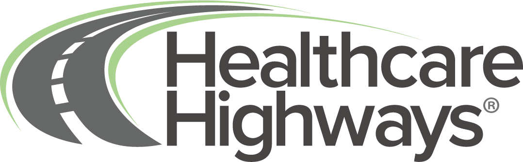 Logo for Healthcare Highways featuring a stylized highway and the company name.