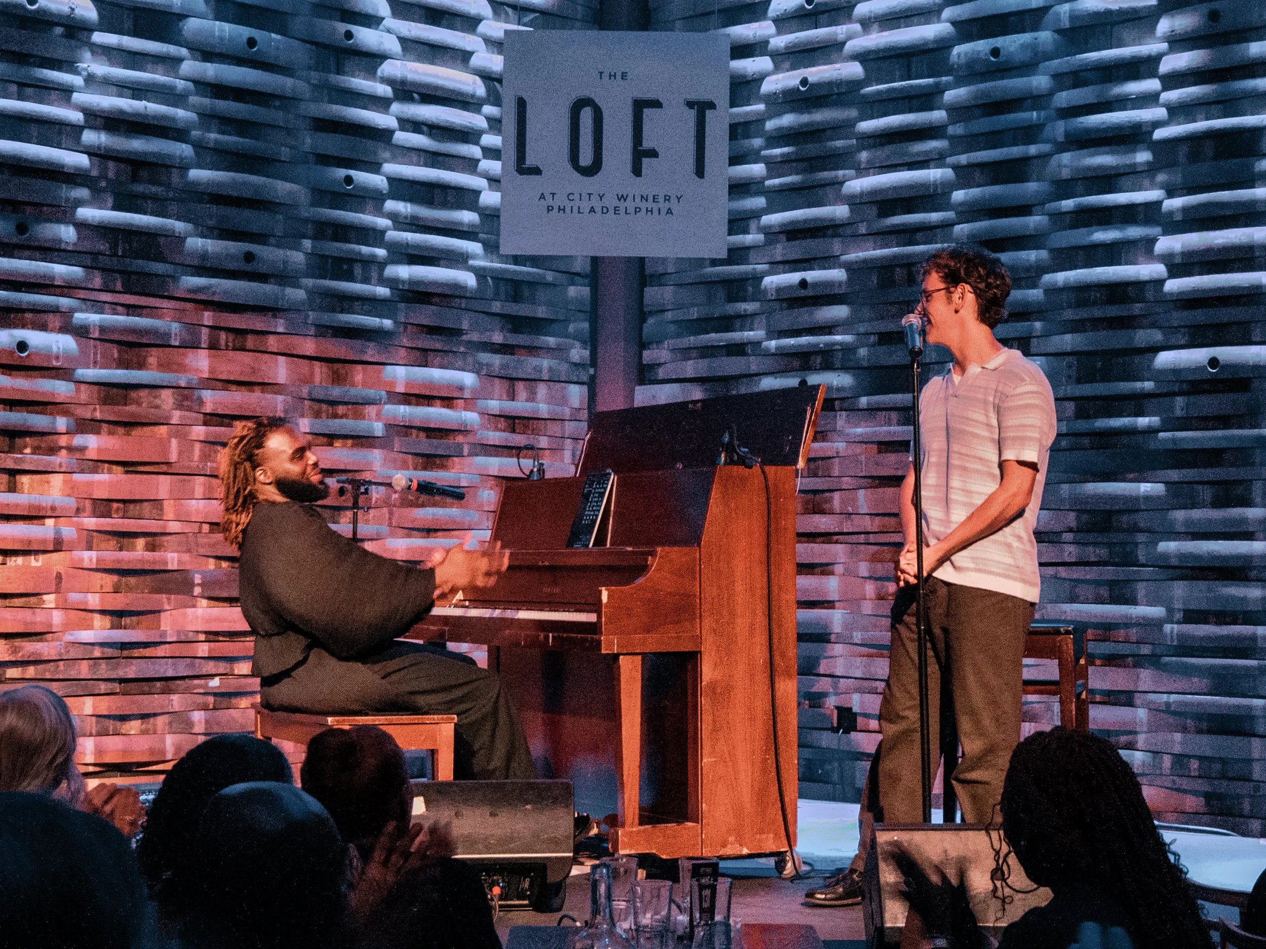 Rhyuhn and Declan Cashman on stage at the Philly City Winery
