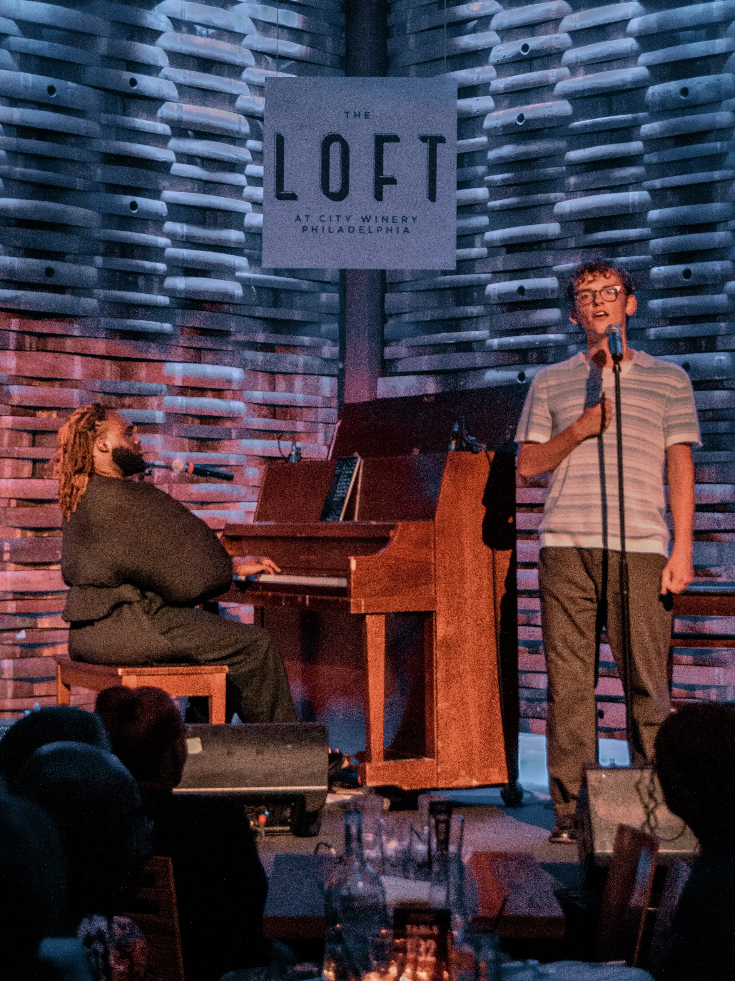 Rhyuhn and Declan Cashman on stage at the Philly City Winery