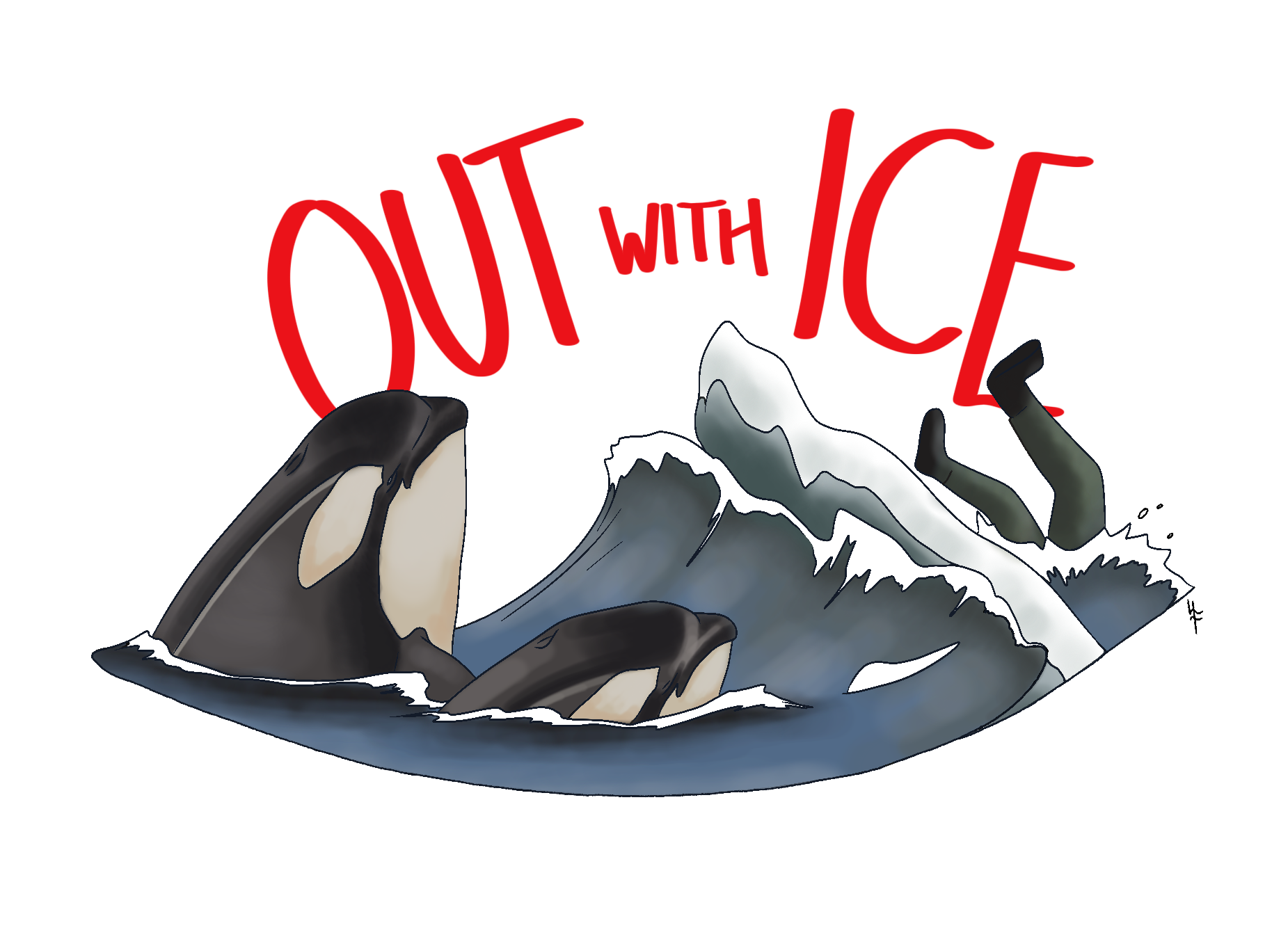 OUT WITH ICE orca sticker