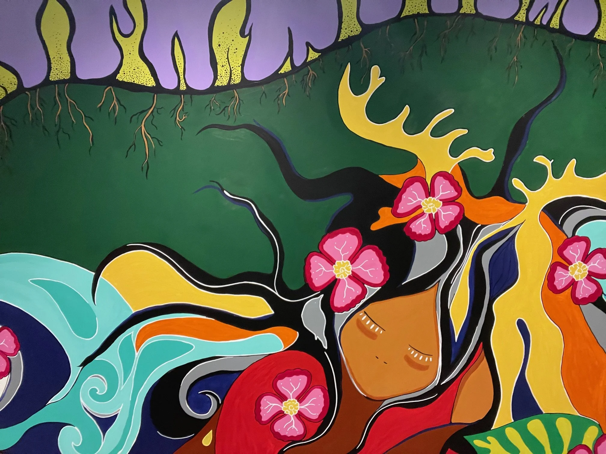 Layers and interconnections - Mural at the CFIA building Ottawa location - acrylic 2025