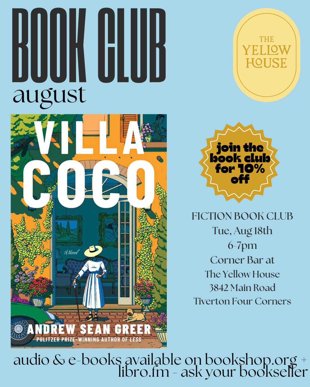 Fiction Book Club: August - Villa Coco