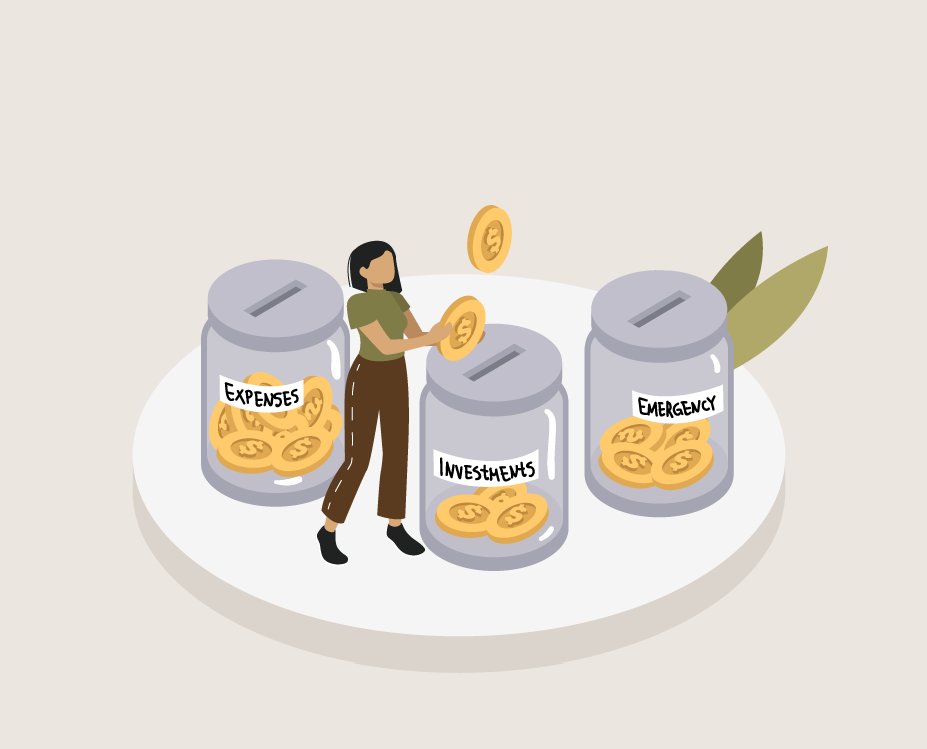 a person putting coins into different retirement income plans