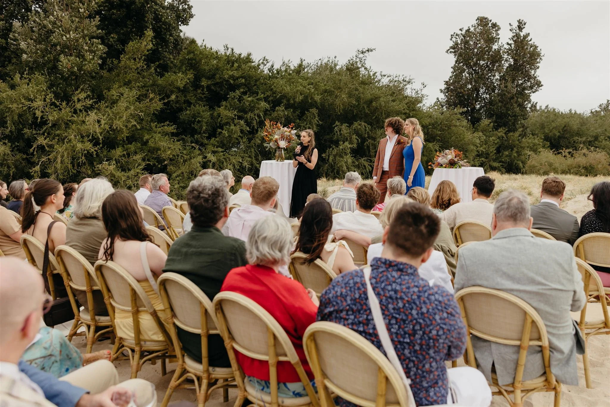 Amanda Saliba Melbourne marriage celebrant officiating a wedding ceremony at The Pavilion St Kilda Beach