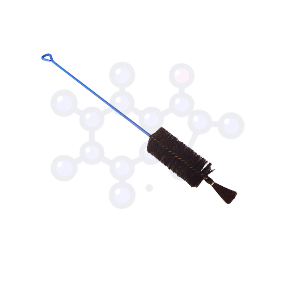 Escobillón para matraz mediano de boca ancha de 37x11x5 cm con cerdas resistentes y mango ergonómico, ideal para limpieza de matraces de boca ancha en laboratorios profesionales