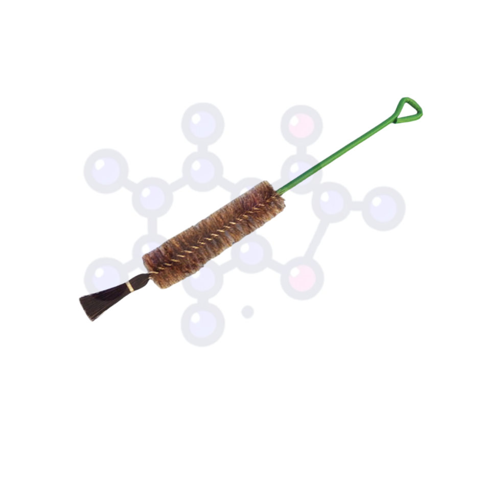 Escobillón chico para tubo de ensayo 13 cm con cerdas naturales de 13x6x1 cm pequeños, con alambre galvanizado, ideal para limpieza delicada en laboratorio