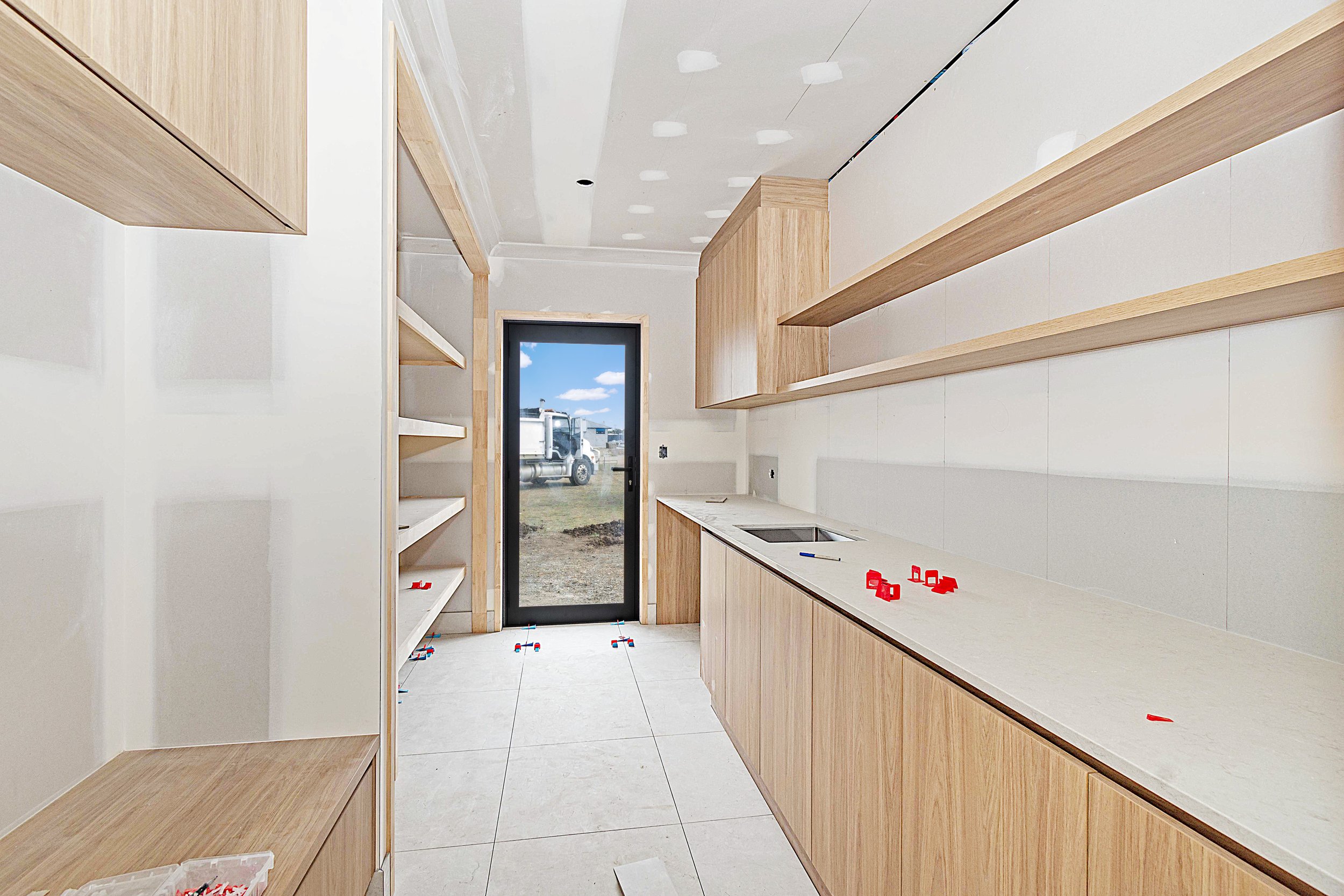laundry room half finished in builders project home in bargara headlands near innes park