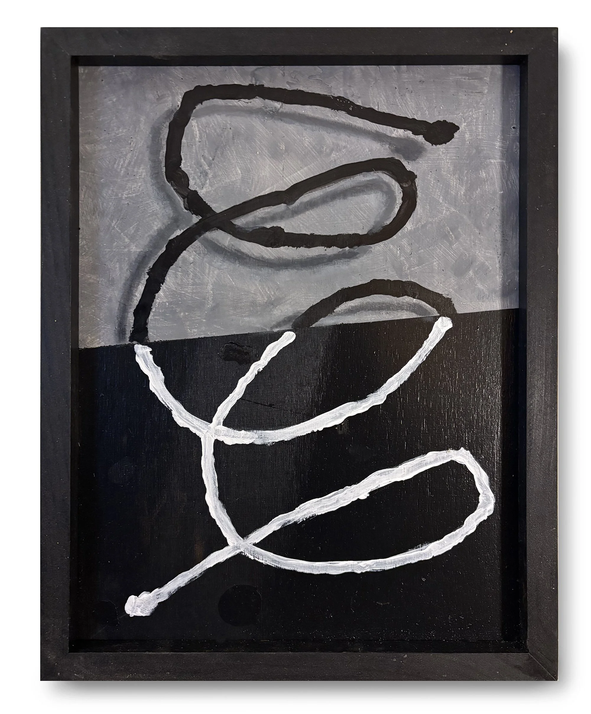 Squiggles I, 2026 / acrylic paint on recycled wood / 
13  x 17 inches 