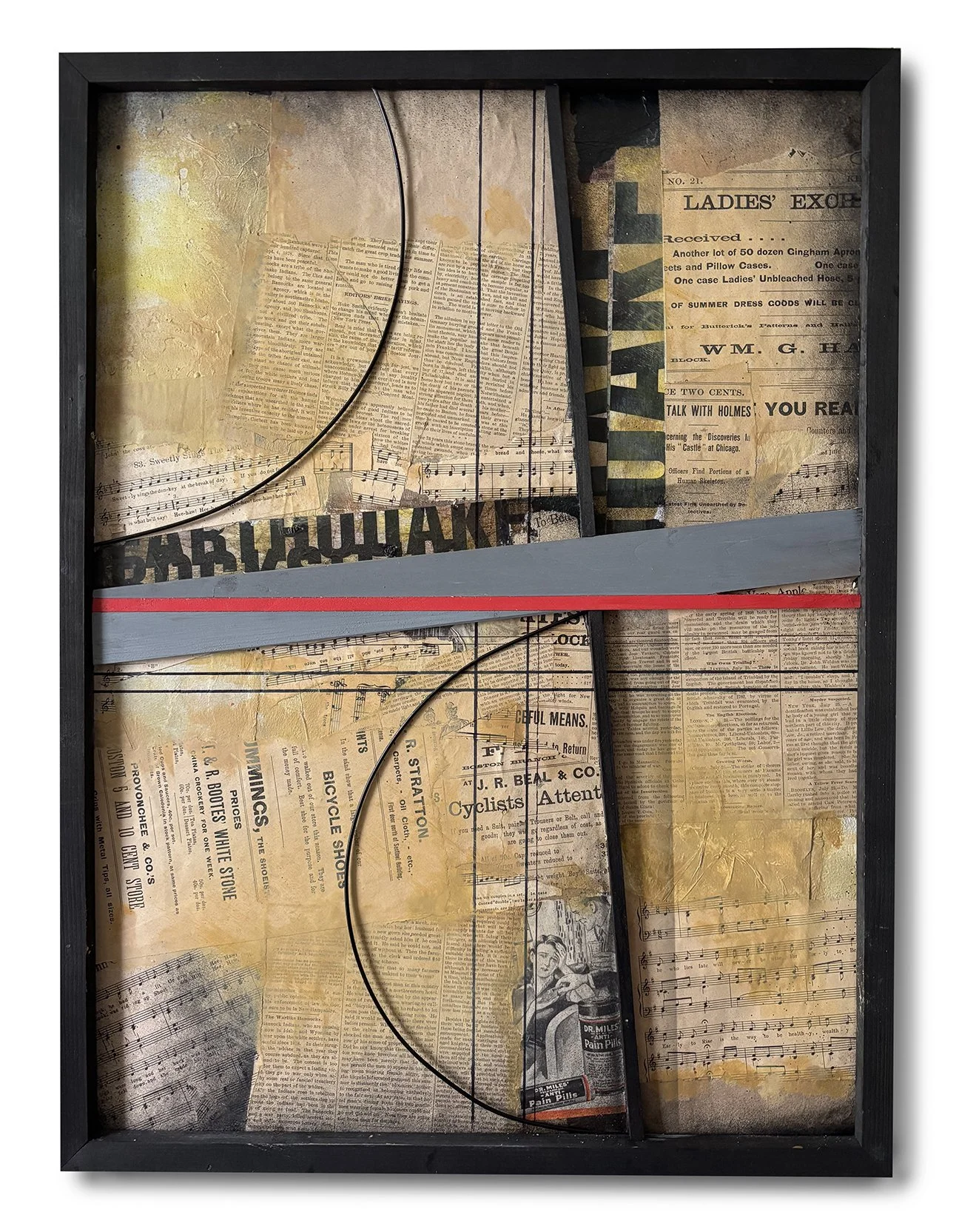 Bicycle Shoes, 2026 /
recycled wood, acrylic, paper, wire /
19 x 25 inches
