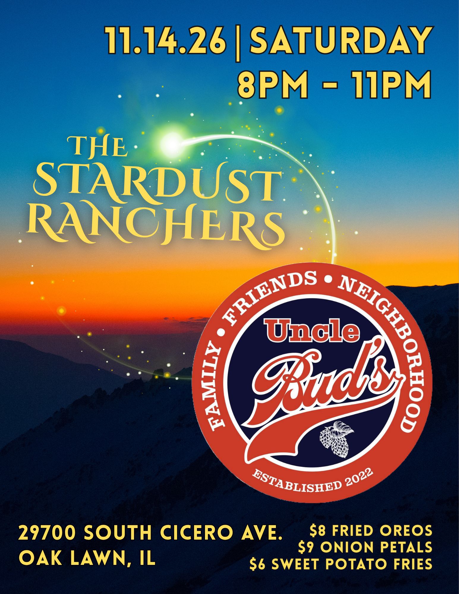 The Stardust Ranchers LIVE in Oak Lawn, IL @ Uncle Bud’s Bar &amp; Grill