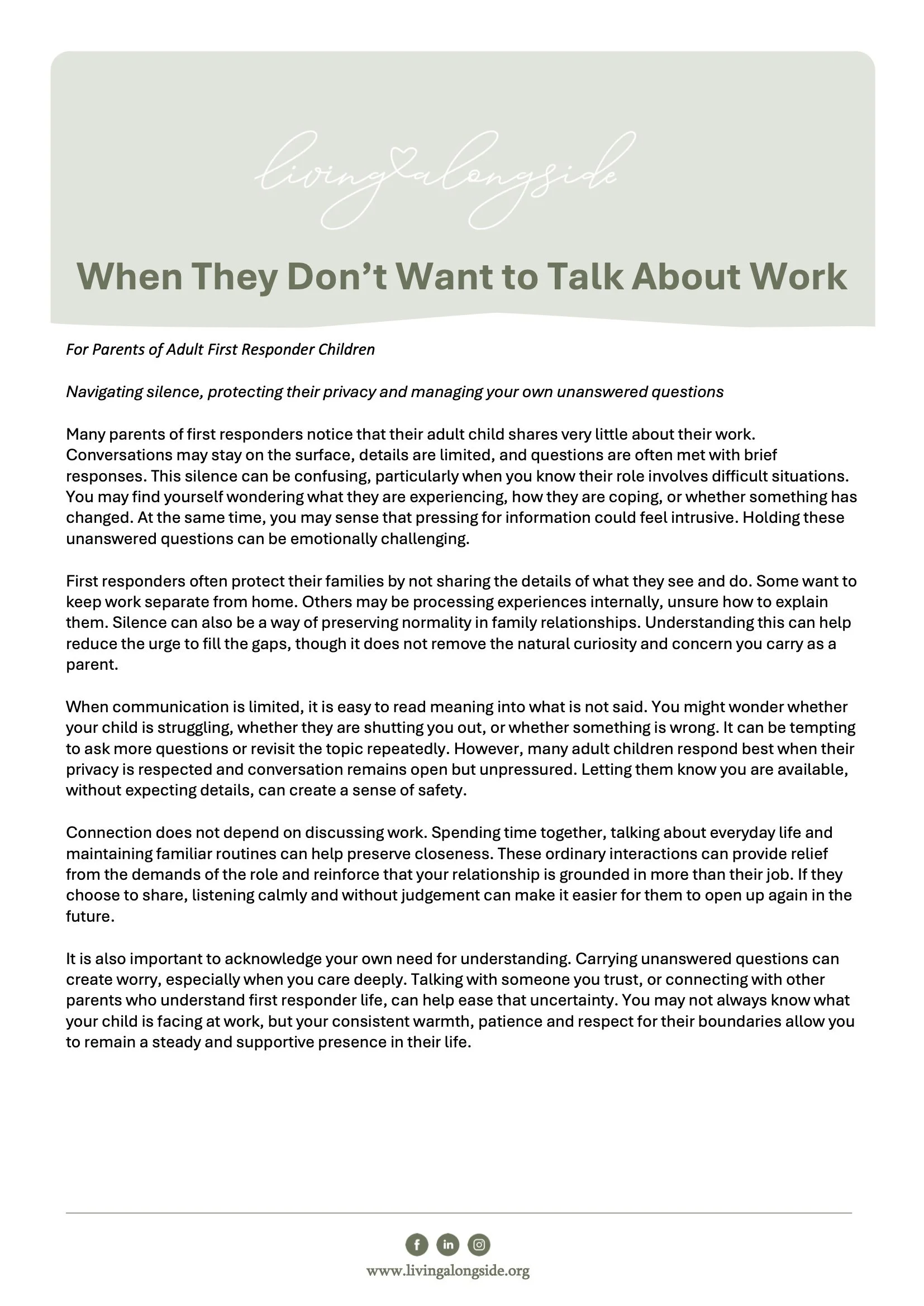 When They Dont Want to Talk About Work