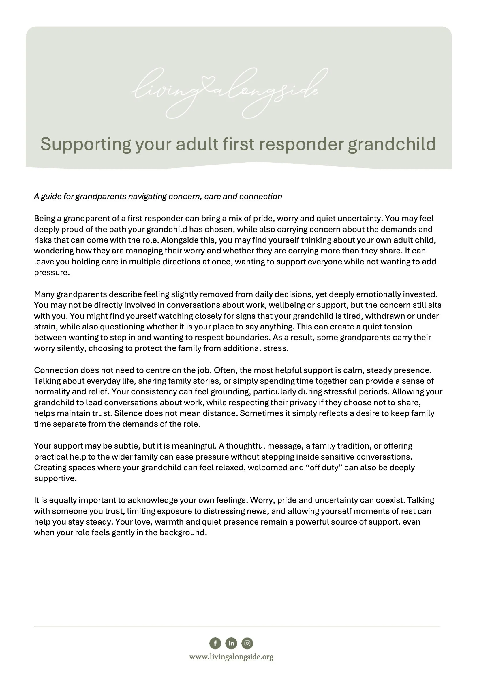Supporting your First Responder grandchild
