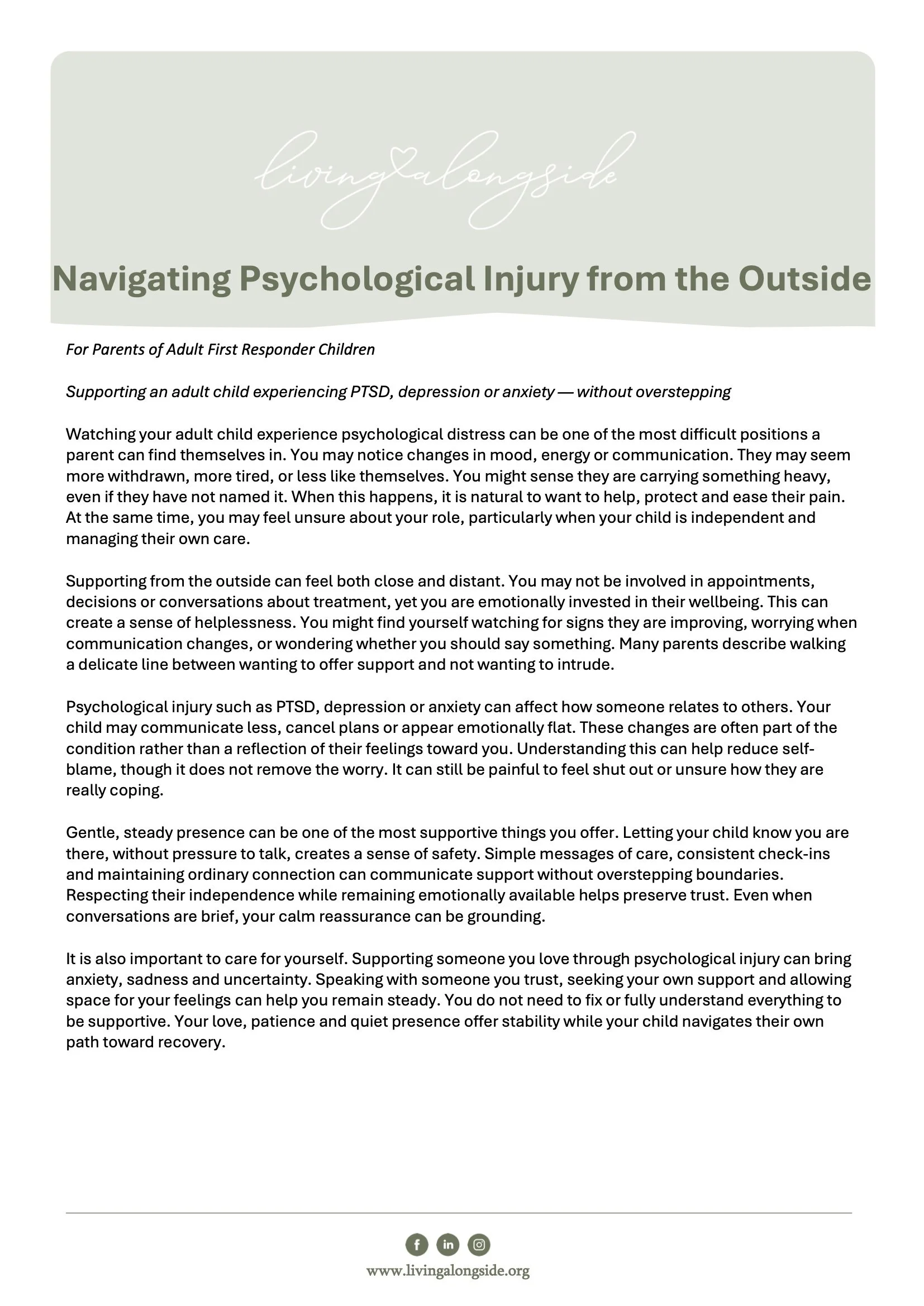 Navigating Psychological Injury from the Outside