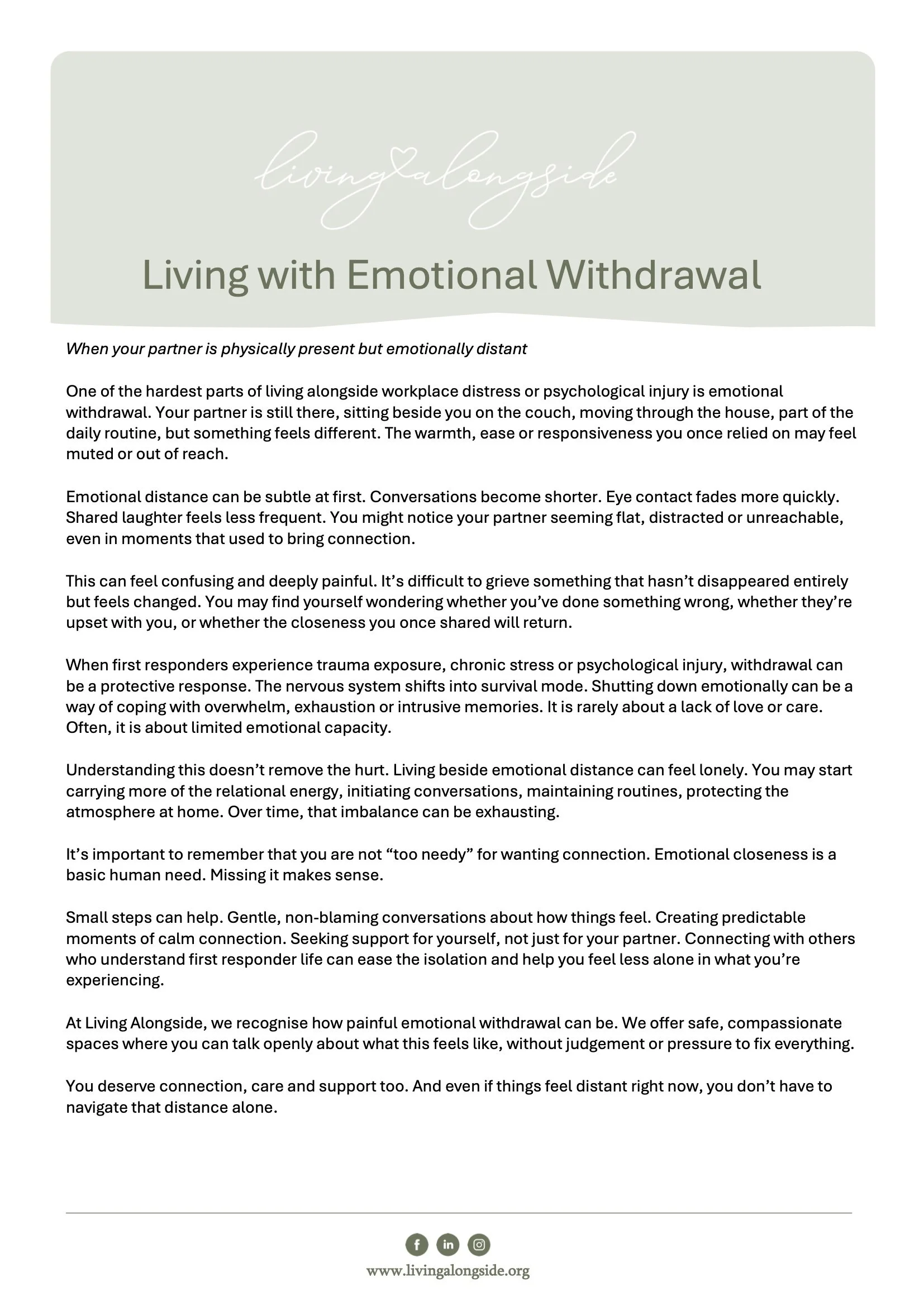 Living with Emotional Withdrawal