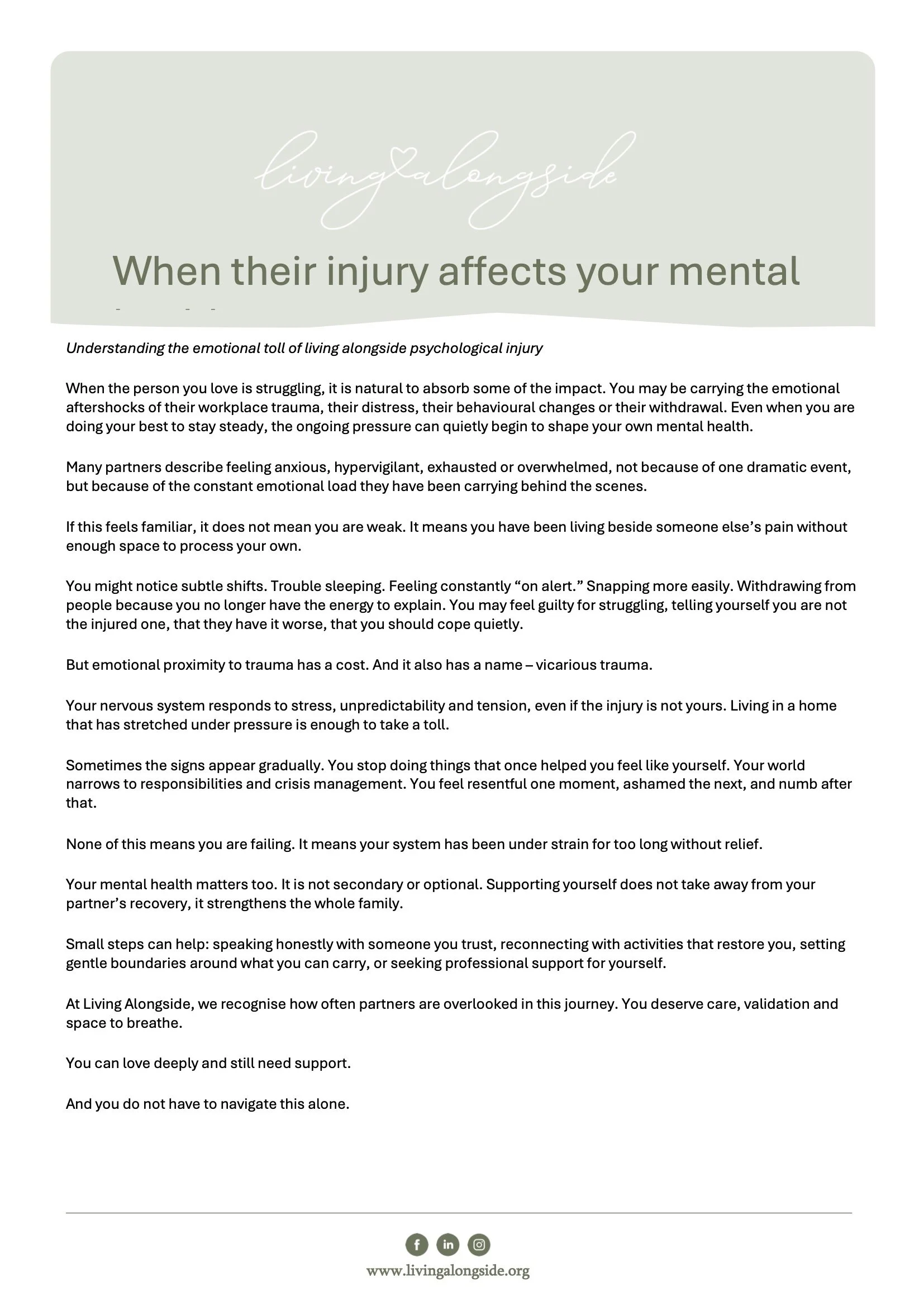 When their injury affects your mental health