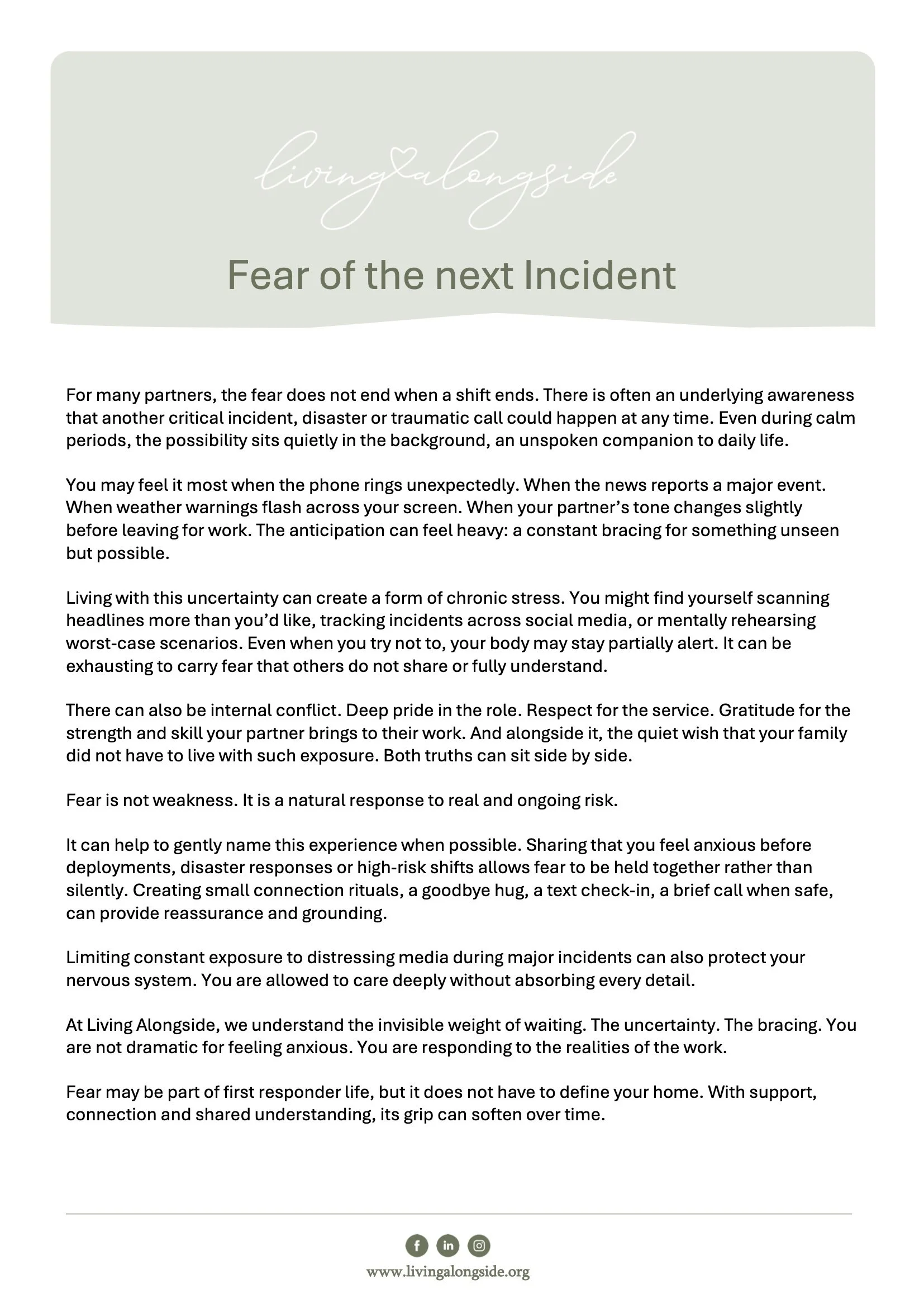 Fear of the next Incident