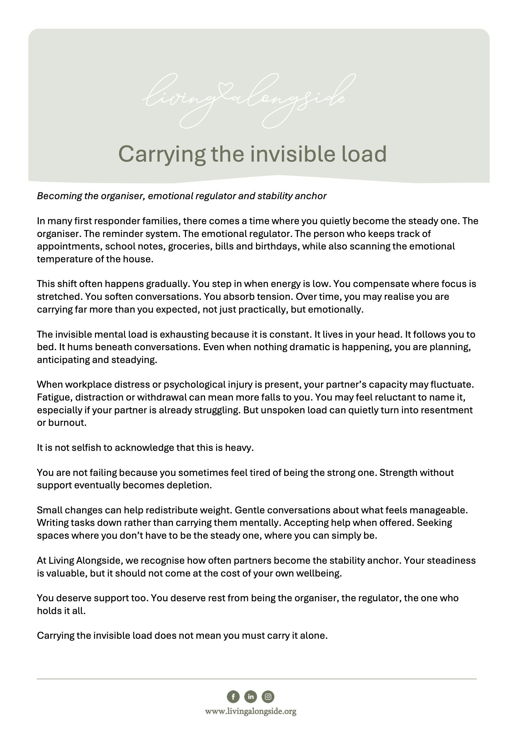 Carrying the invisible load