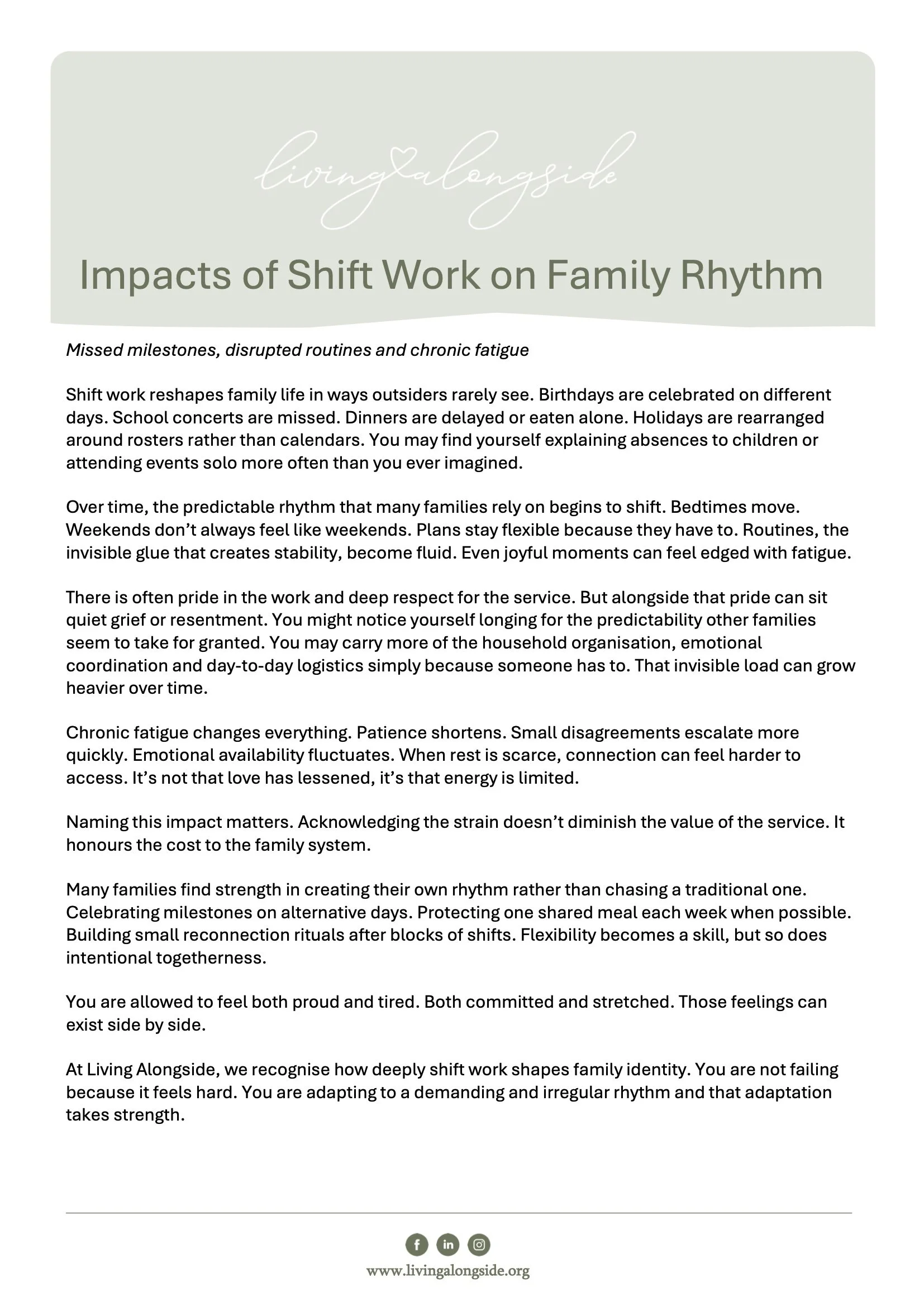 Impacts of Shift Work