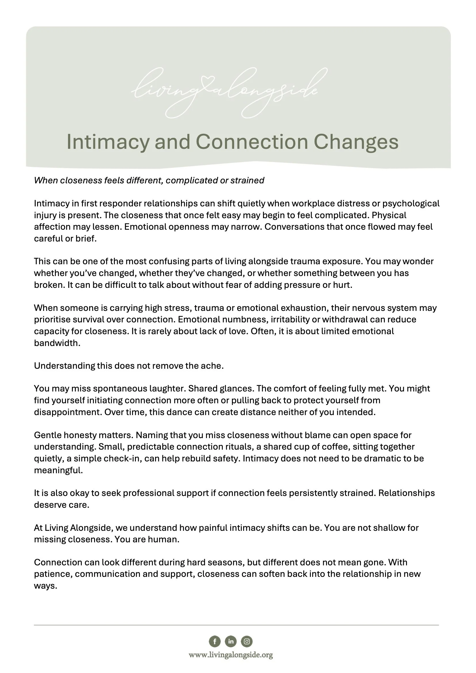 Intimacy and Connection Changes