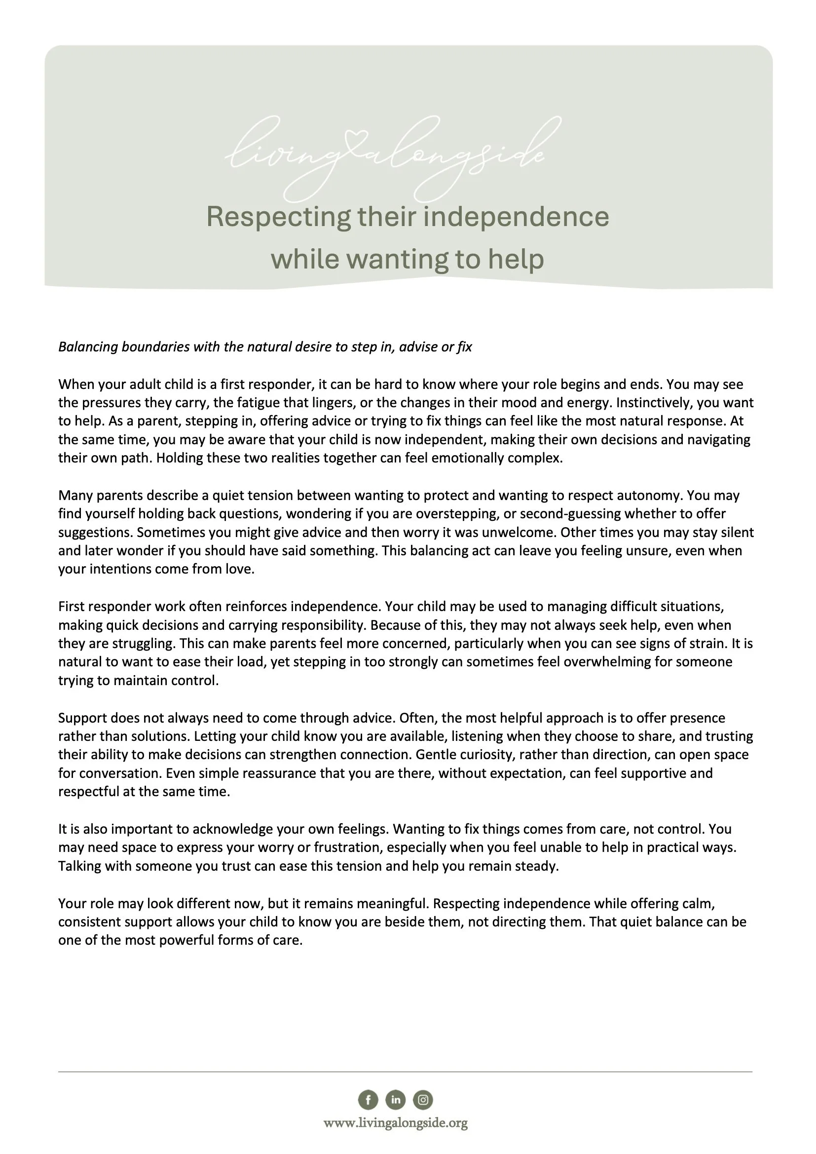 Respecting their Independance