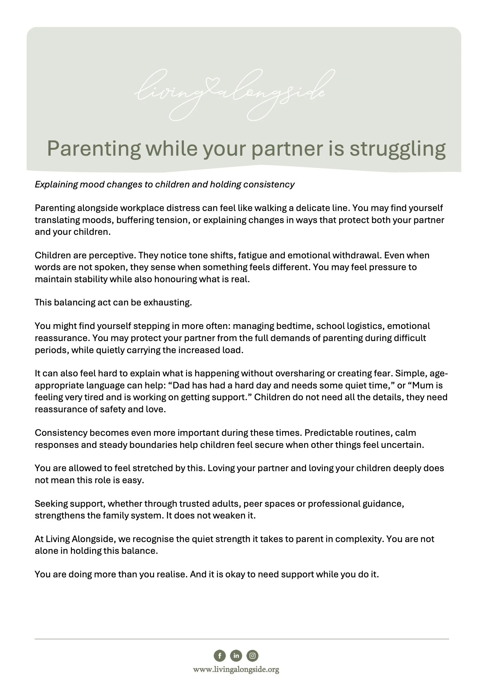 Parenting while your partner is Struggling