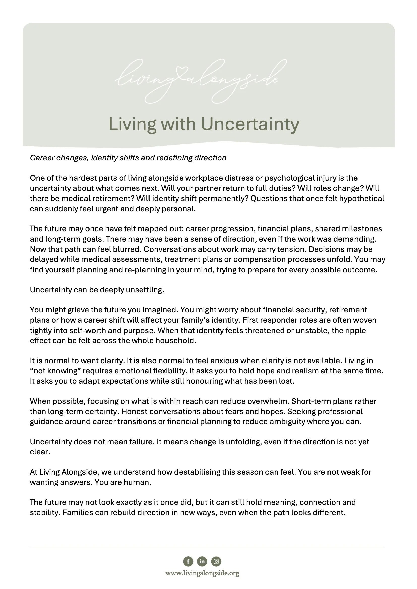 Living with uncertainty