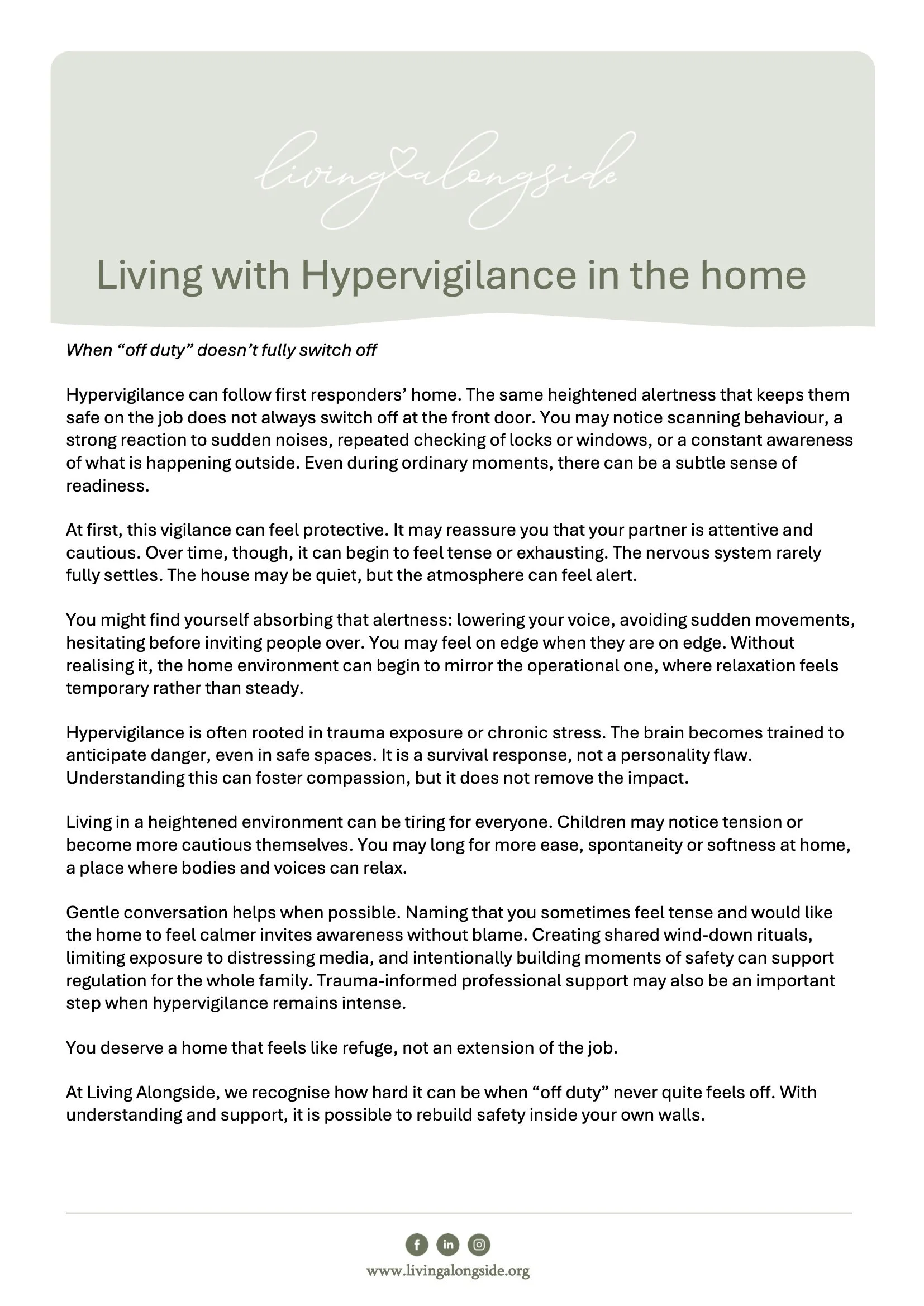 Hypervigilance at home