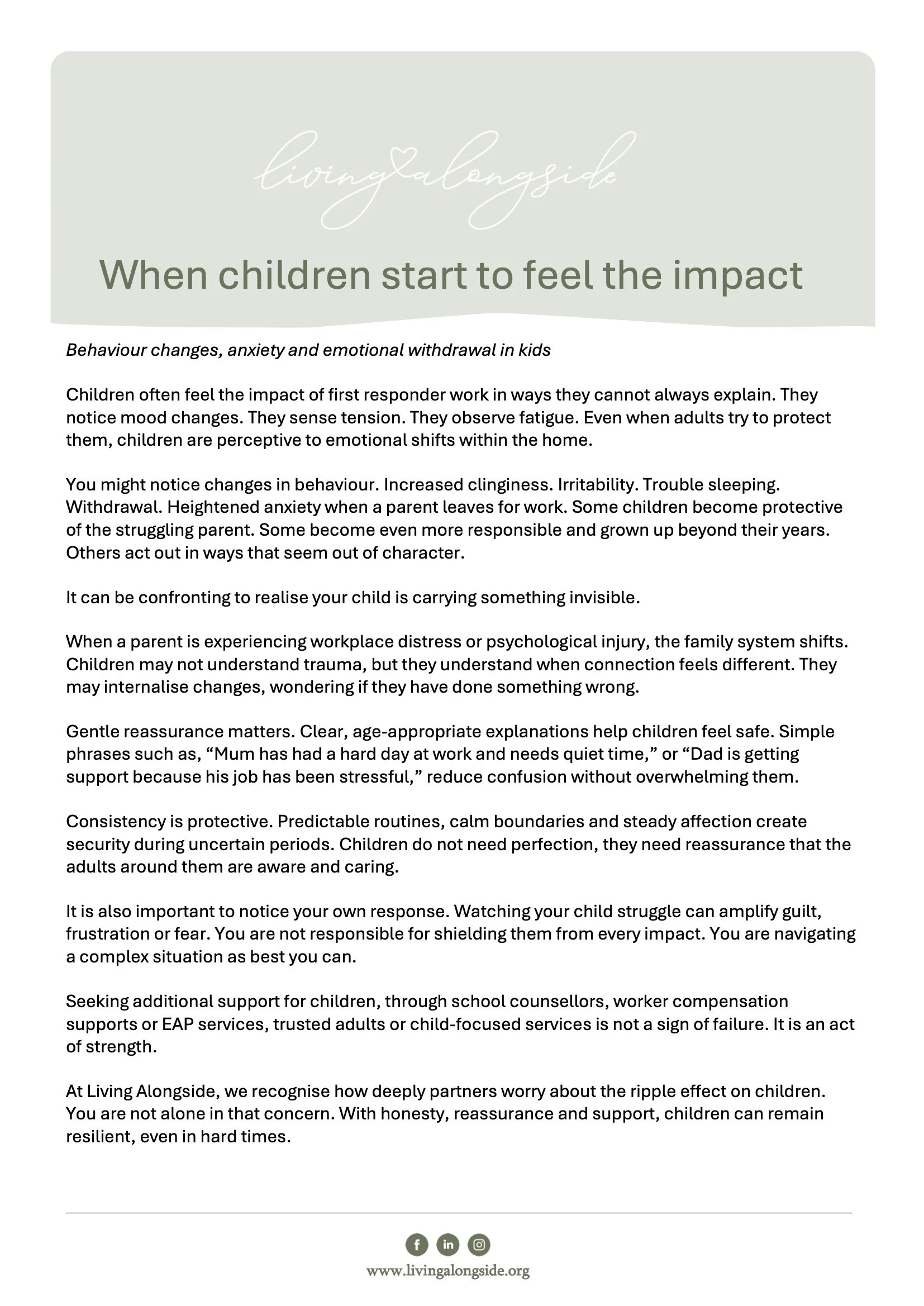 When children start to feel the impact