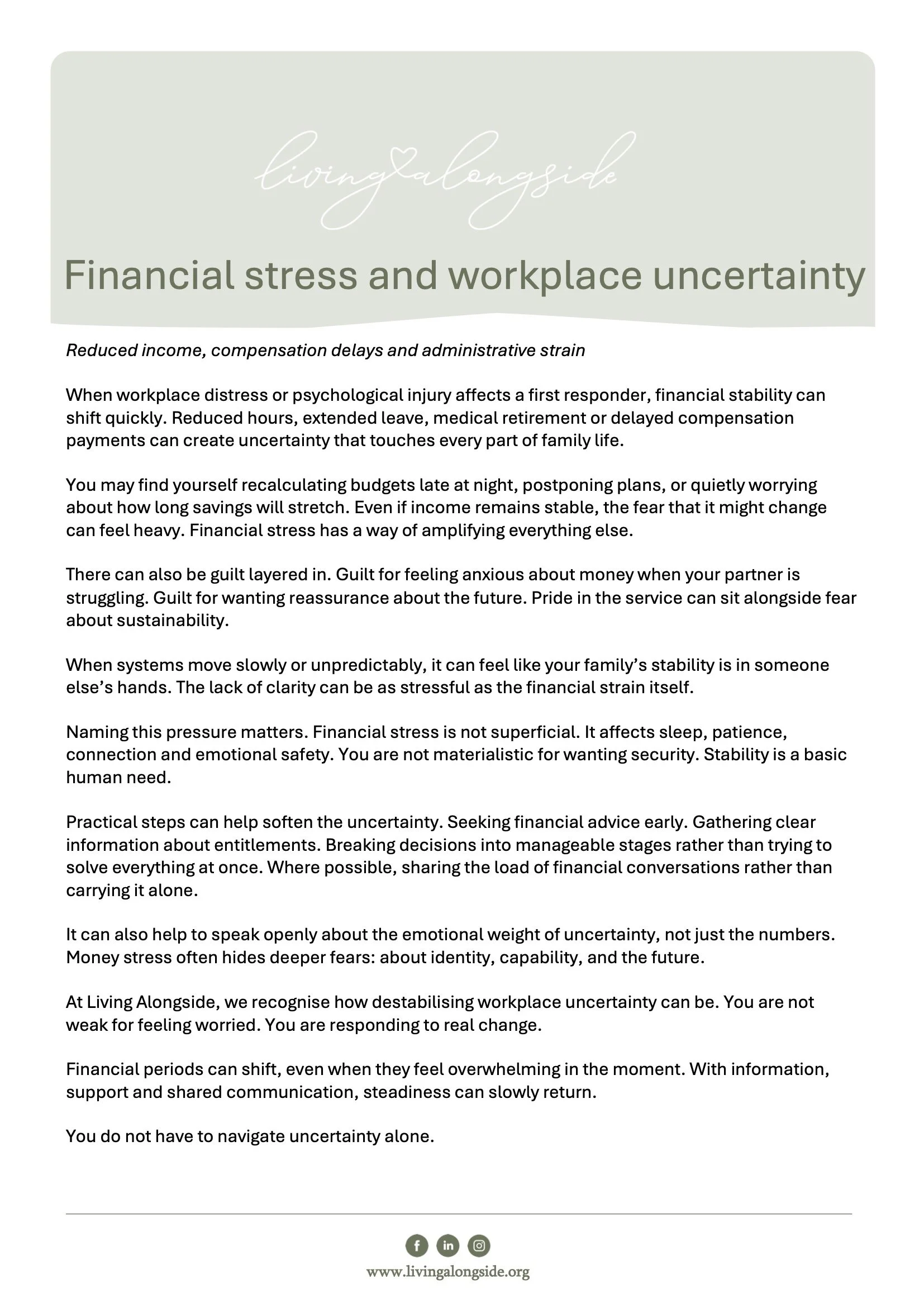 Financial stress and workplace uncertainty