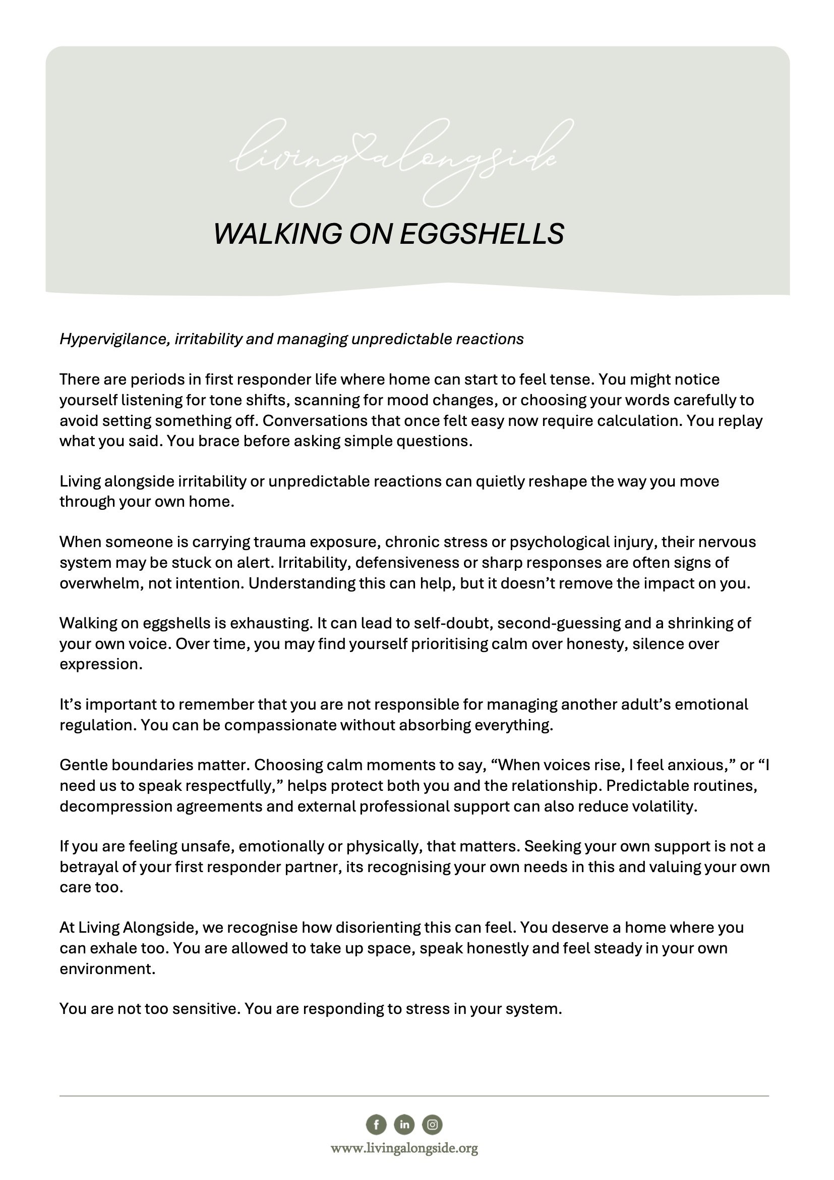 Walking on eggshells