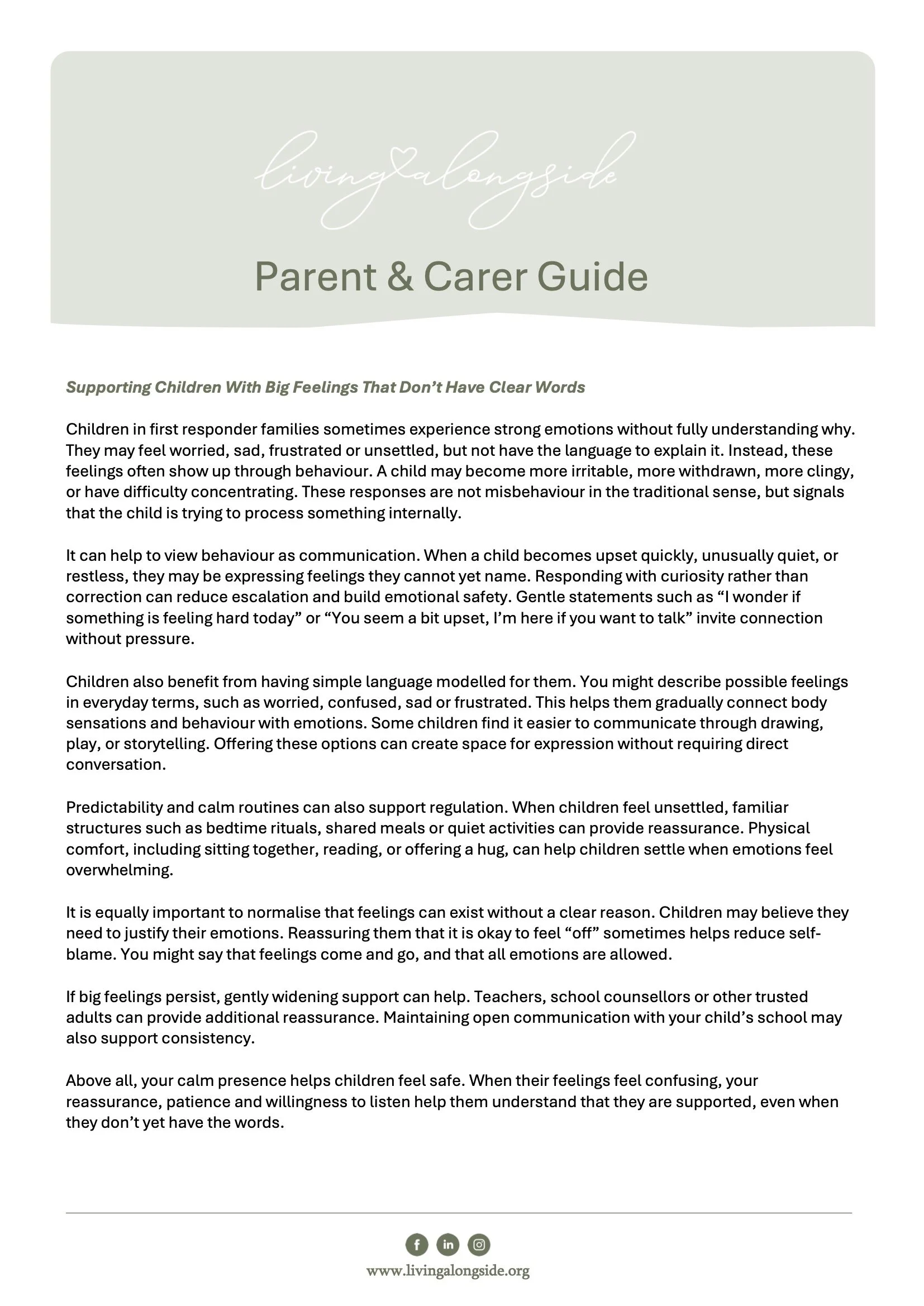Big Feelings parent guide