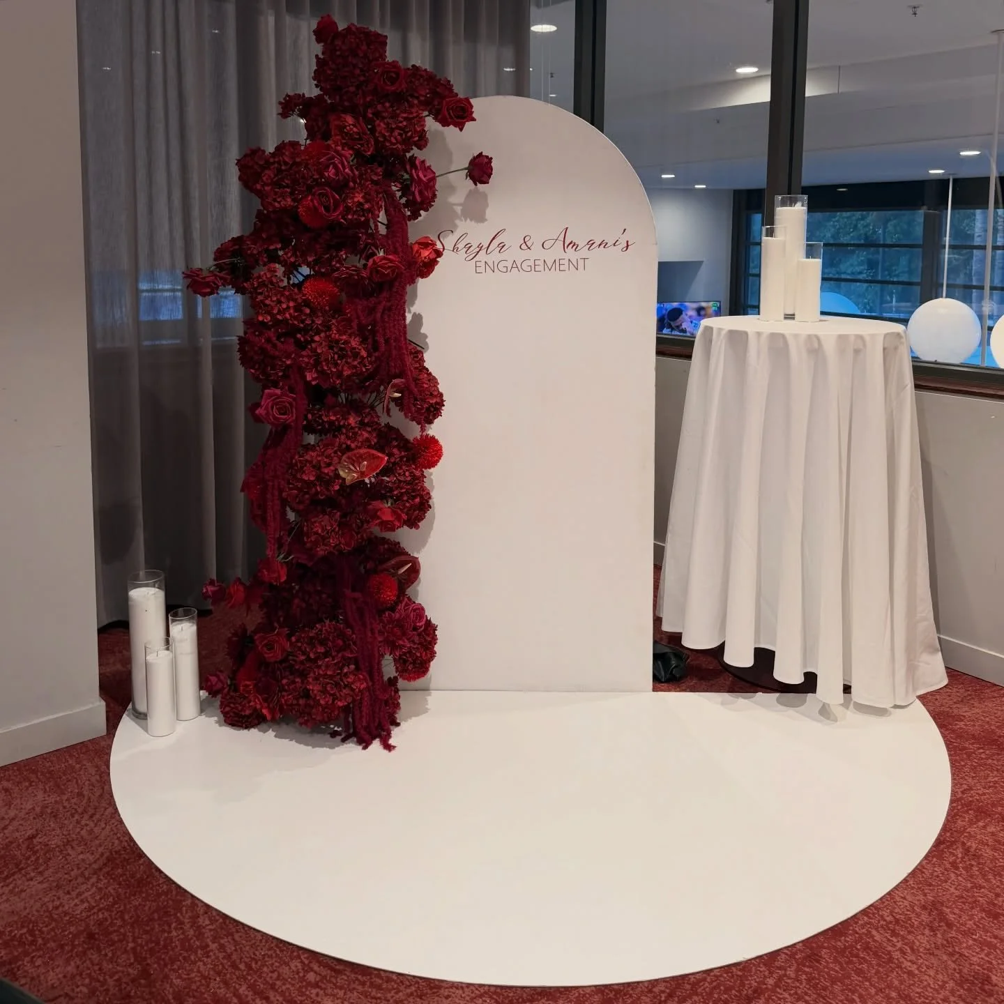 Bold, romantic &amp; made to leave a lasting impression ❤️✨

Rich red florals, candle accents and custom styling creating the perfect backdrop for an unforgettable engagement celebration.

Because every love story deserves a statement moment 🤍

Book