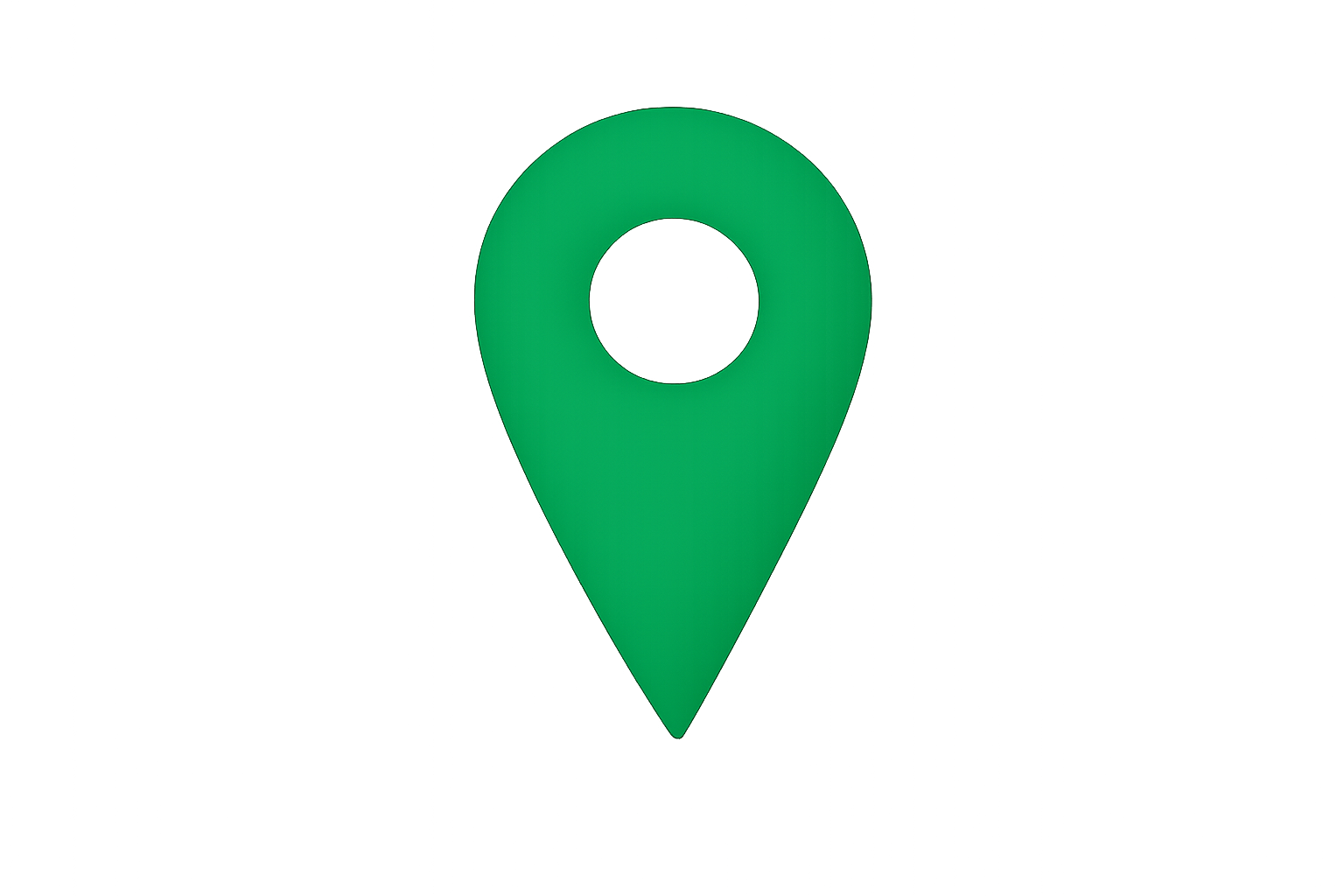 Green location pin icon on a white background.