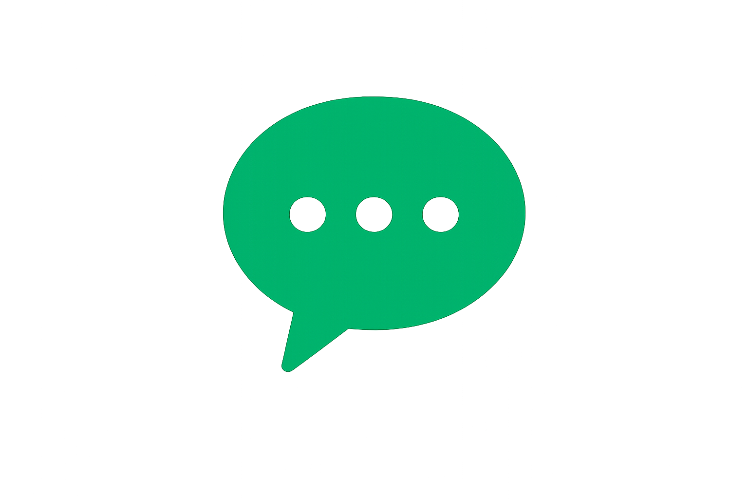 Green chat bubble icon with three black dots in the center, representing messaging or chat communication.
